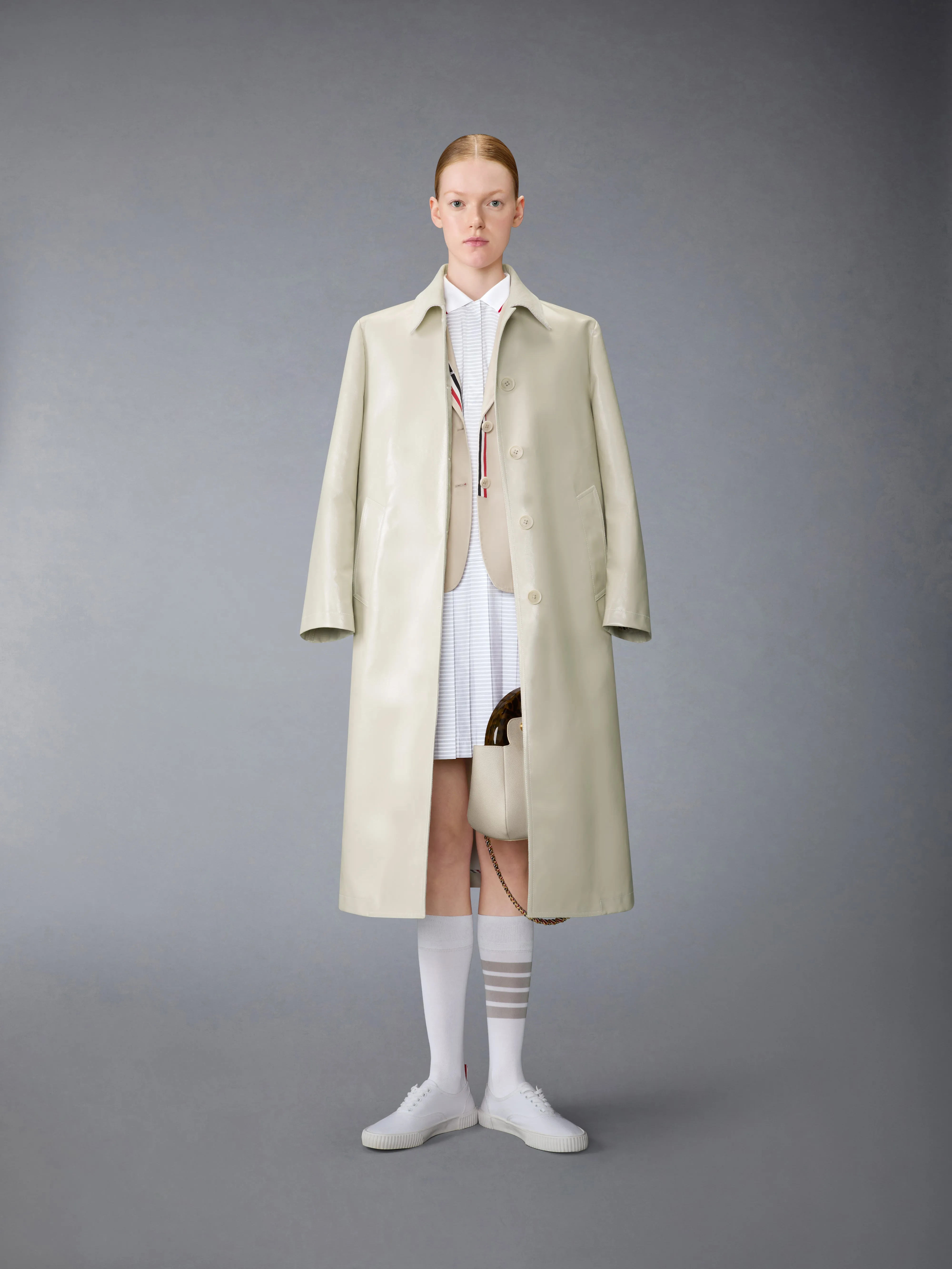 HAIRLINE 4-BAR PLEATED POLO MINI DRESS sold by Thom Browne product image thumbnail 3