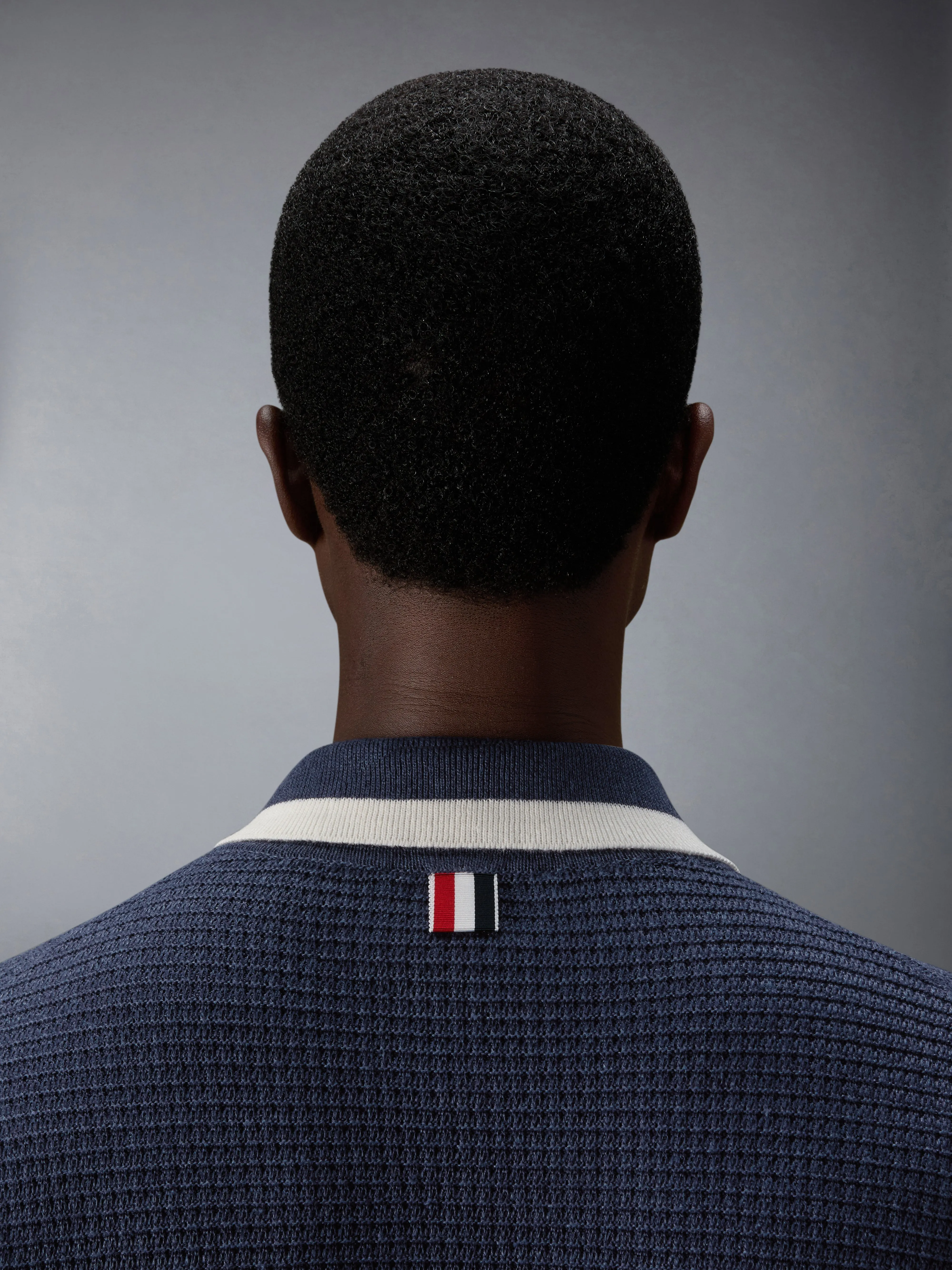 TEXTURED STITCH 4-BAR RELAXED LONG SLEEVE POLO sold by Thom Browne product image thumbnail 4