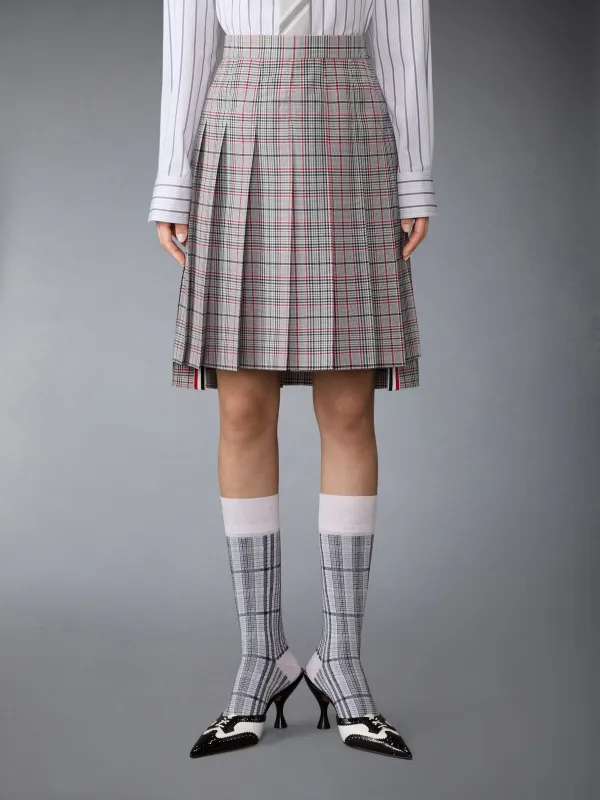 PLAID CHECK COOL WOOL PLEATED SKIRT sold by Thom Browne