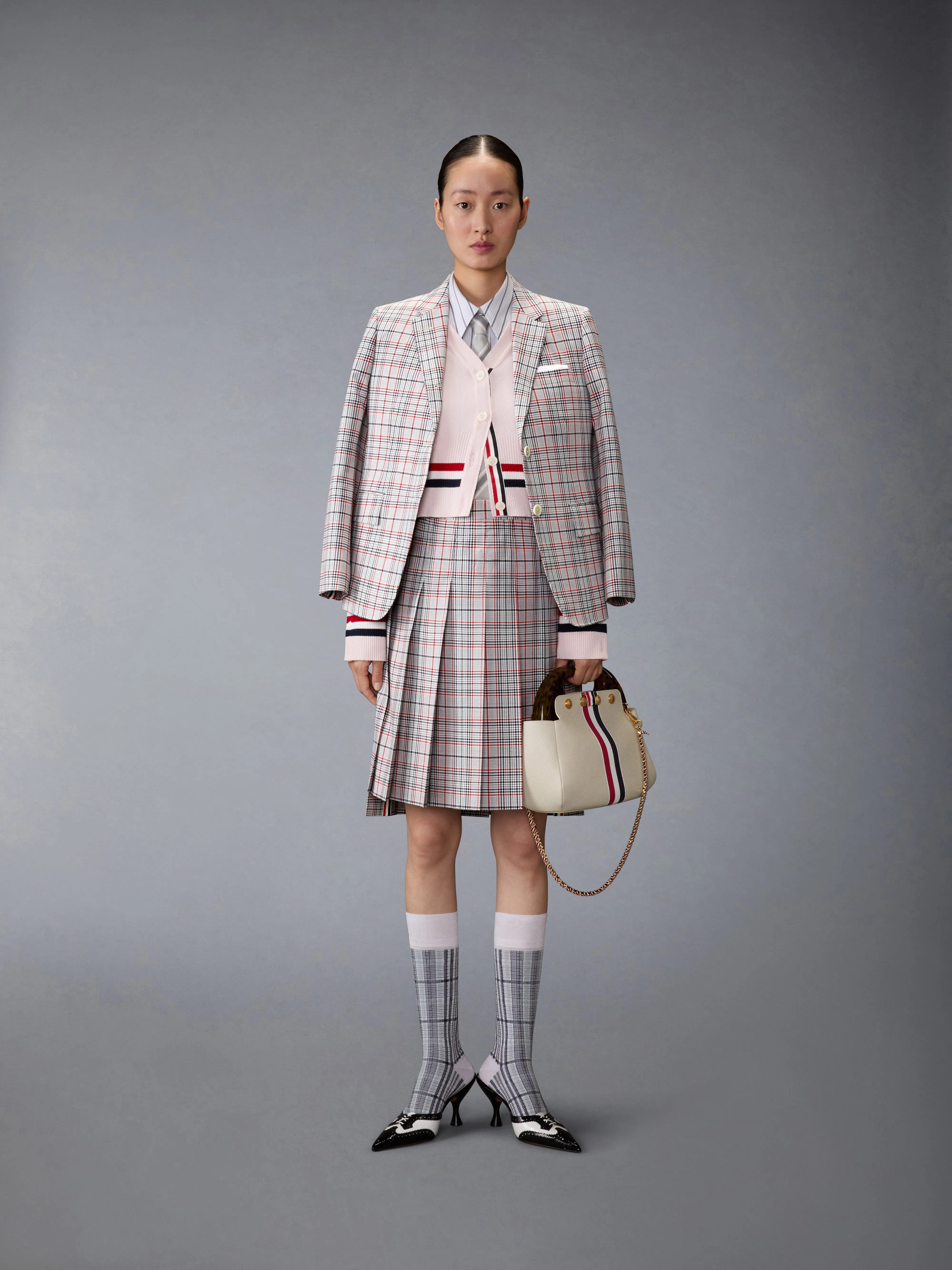 CASHMERE RWB STRIPE SHRUNKEN CARDIGAN sold by Thom Browne product image thumbnail 3