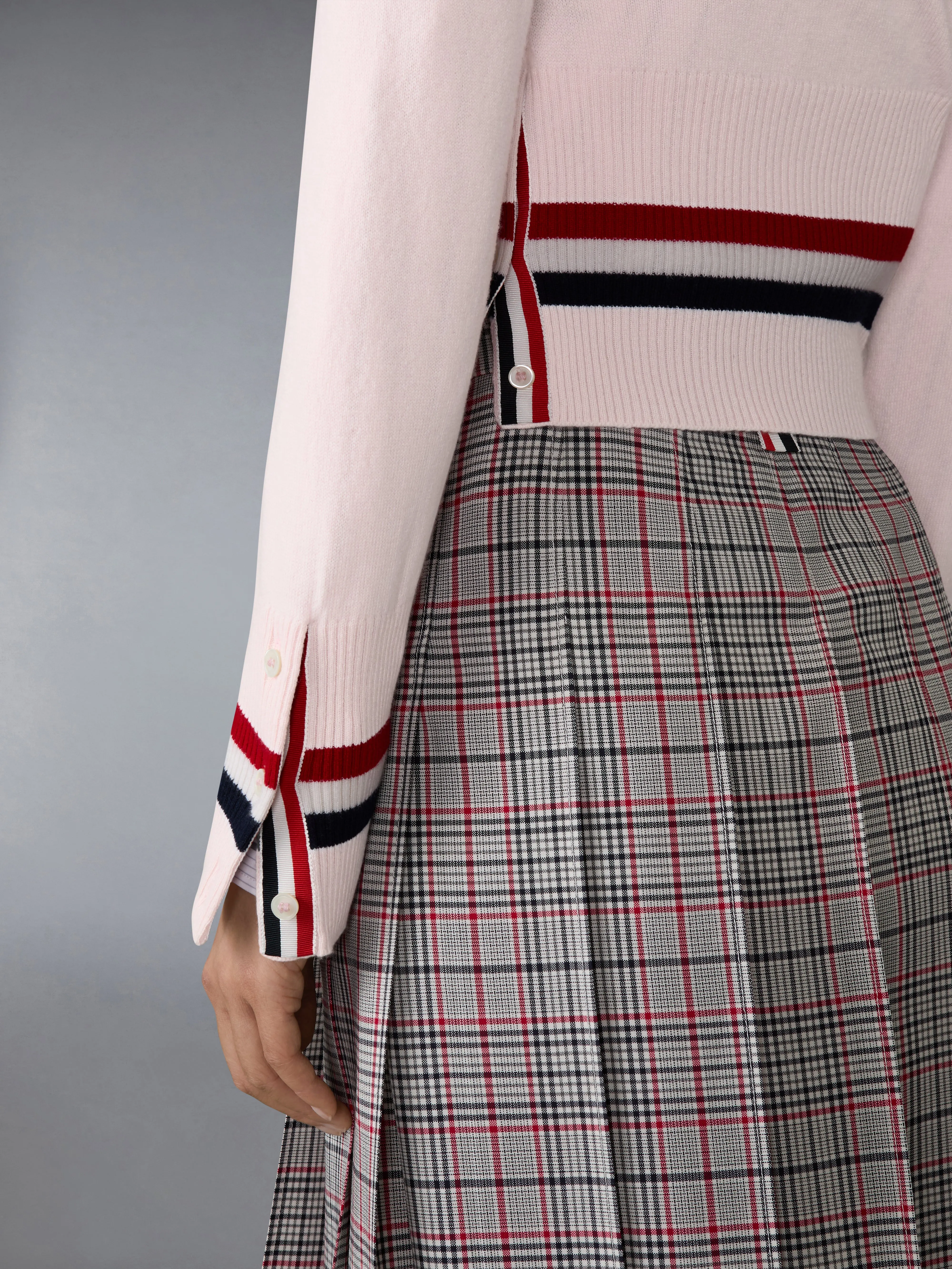 CASHMERE RWB STRIPE SHRUNKEN CARDIGAN sold by Thom Browne product image thumbnail 4