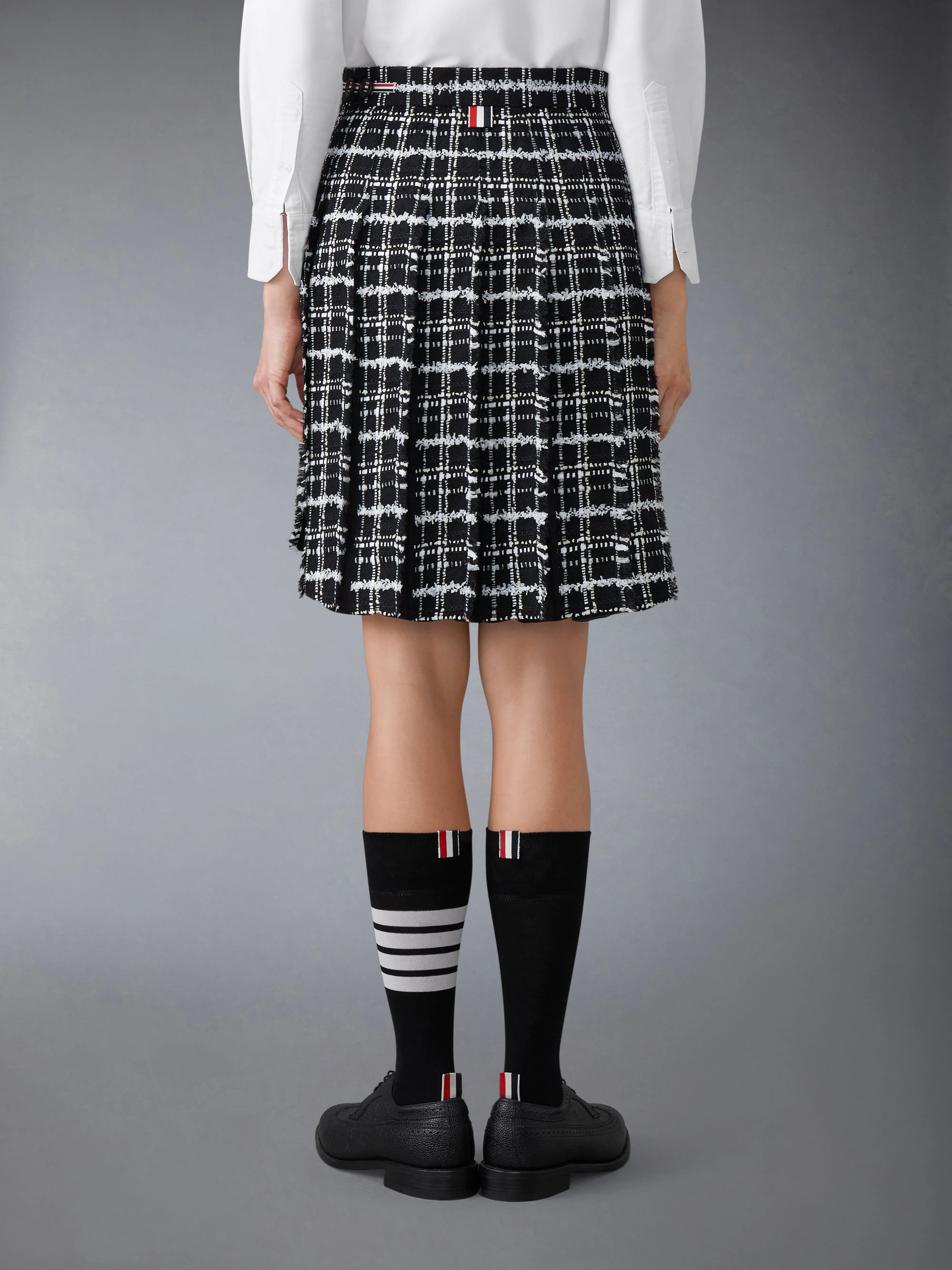 RIBBON TWEED PLEATED SKIRT WITH FRAY EDGE sold by Thom Browne product image thumbnail 4