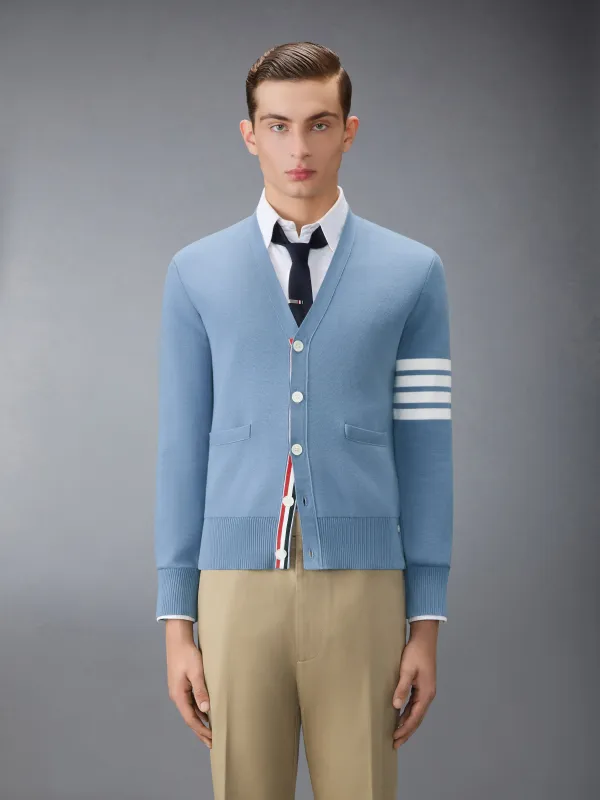 COTTON CREPE V-NECK CARDIGAN sold by Thom Browne