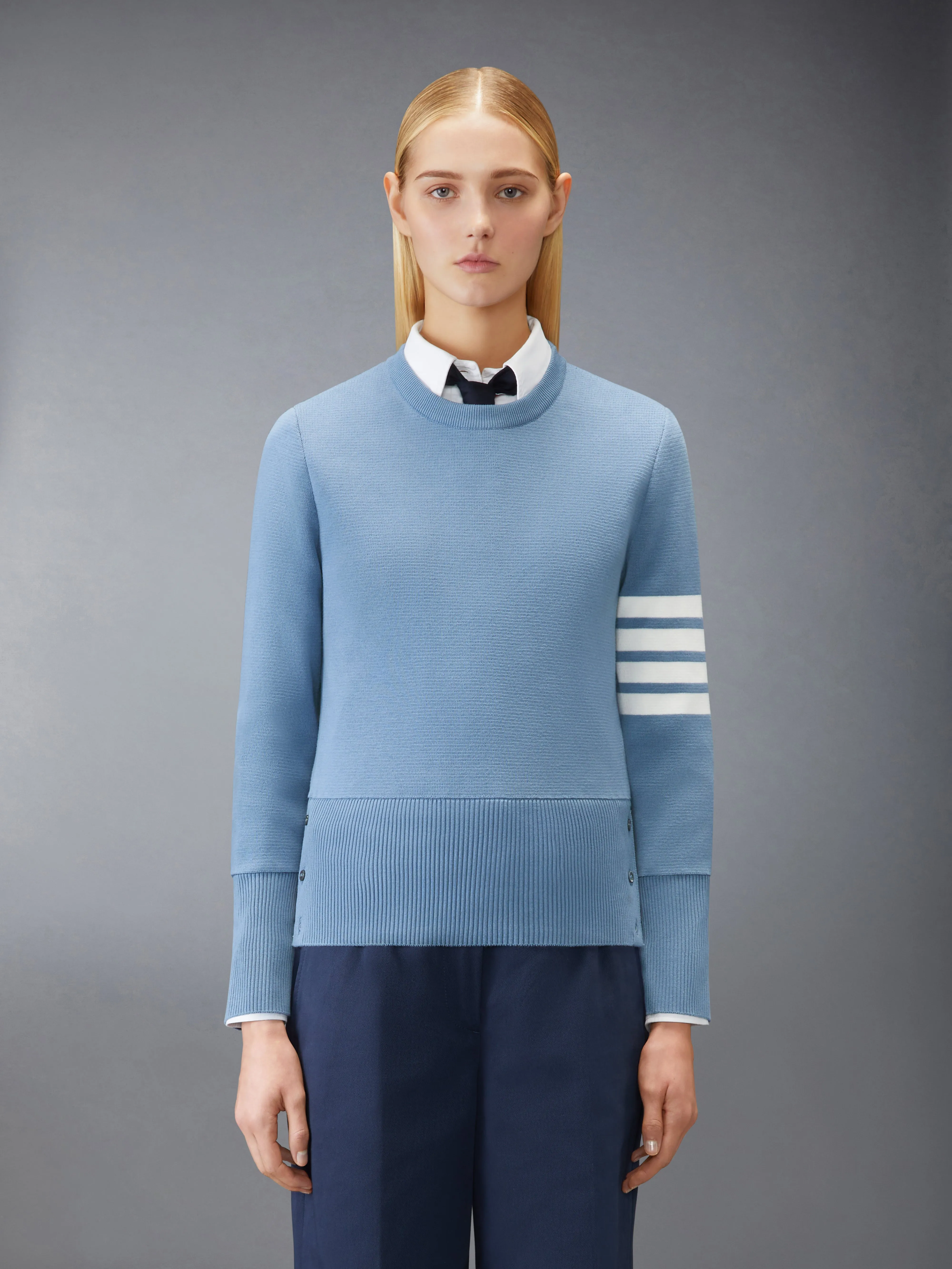 MILANO STITCH COTTON CREPE 4-BAR PULLOVER sold by Thom Browne