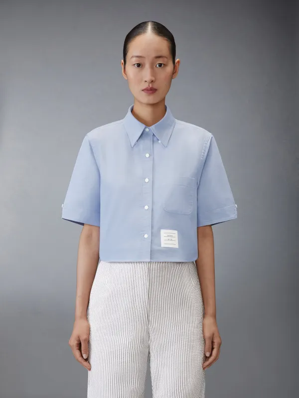 SHORT SLEEVE CROPPED OXFORD SHIRT sold by Thom Browne