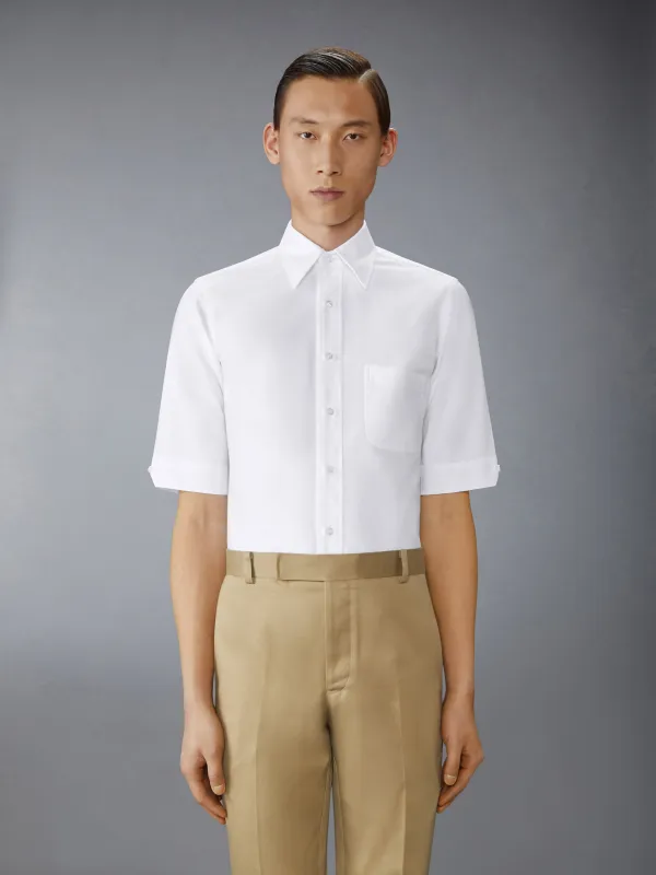 OXFORD GROSGRAIN PLACKET SHORT SLEEVE SHIRT sold by Thom Browne