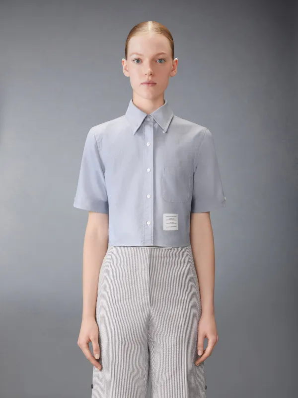SHORT SLEEVE CROPPED OXFORD SHIRT sold by Thom Browne