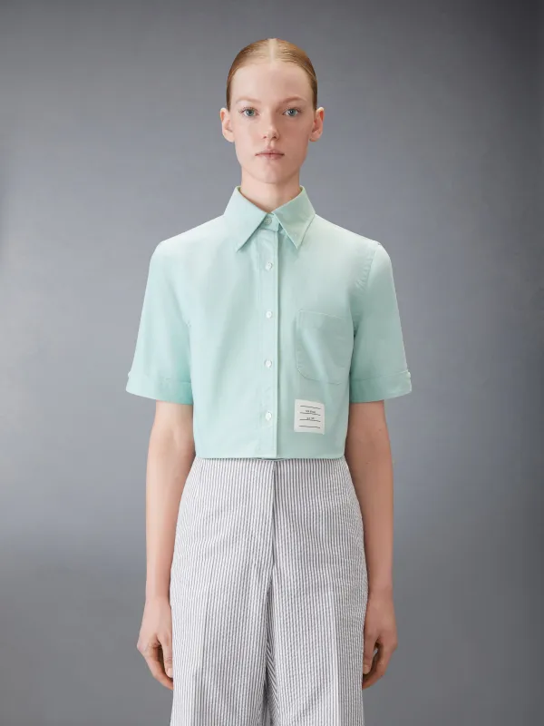 SHORT SLEEVE CROPPED OXFORD SHIRT sold by Thom Browne