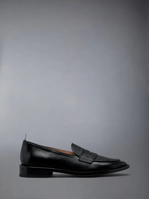 VITELLO CALF LEATHER SOLE VARSITY PENNY LOAFER sold by Thom Browne