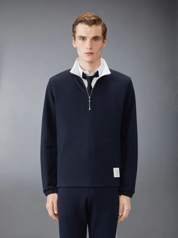 LOOPBACK JERSEY 4-BAR HALF ZIP PULLOVER made by Thom Browne