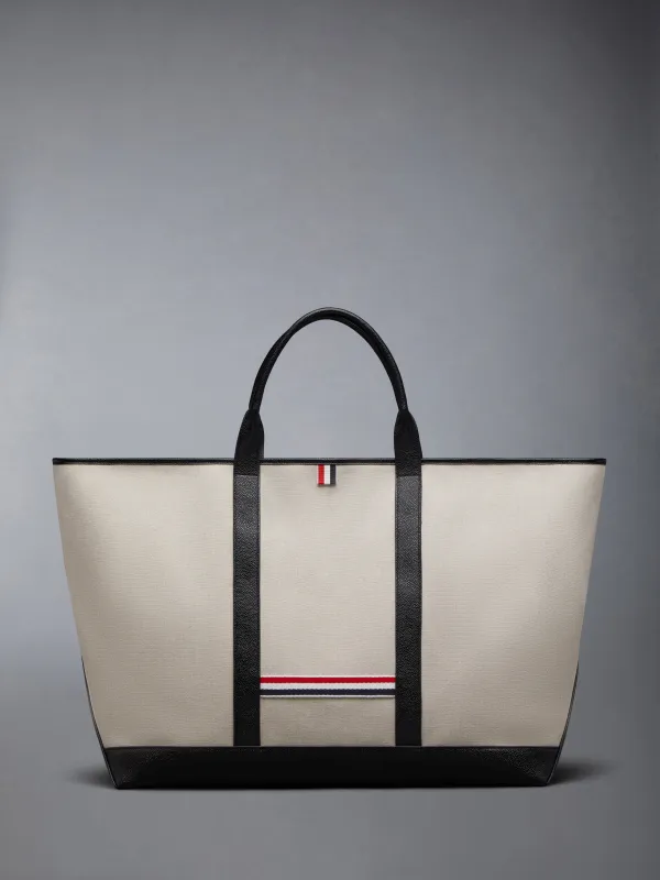 SALT AND PEPPER COTTON CANVAS OVERSIZED TOOL TOTE made by Thom Browne