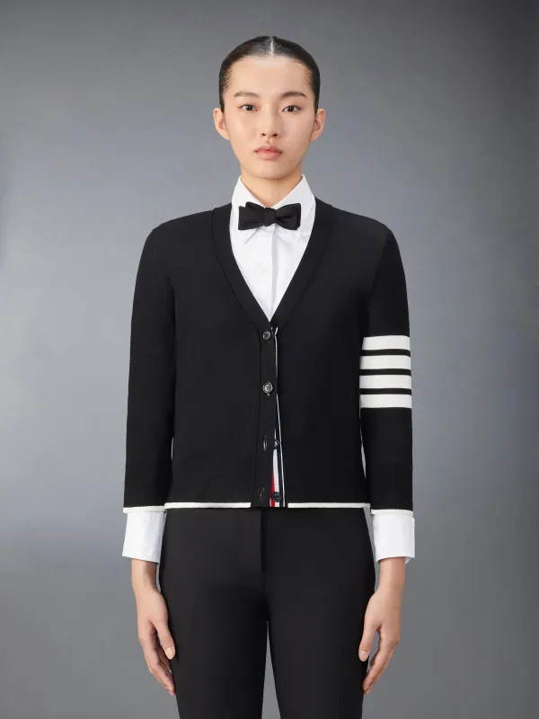 MERINO WOOL 4-BAR RELAXED FIT V-NECK CARDIGAN made by Thom Browne