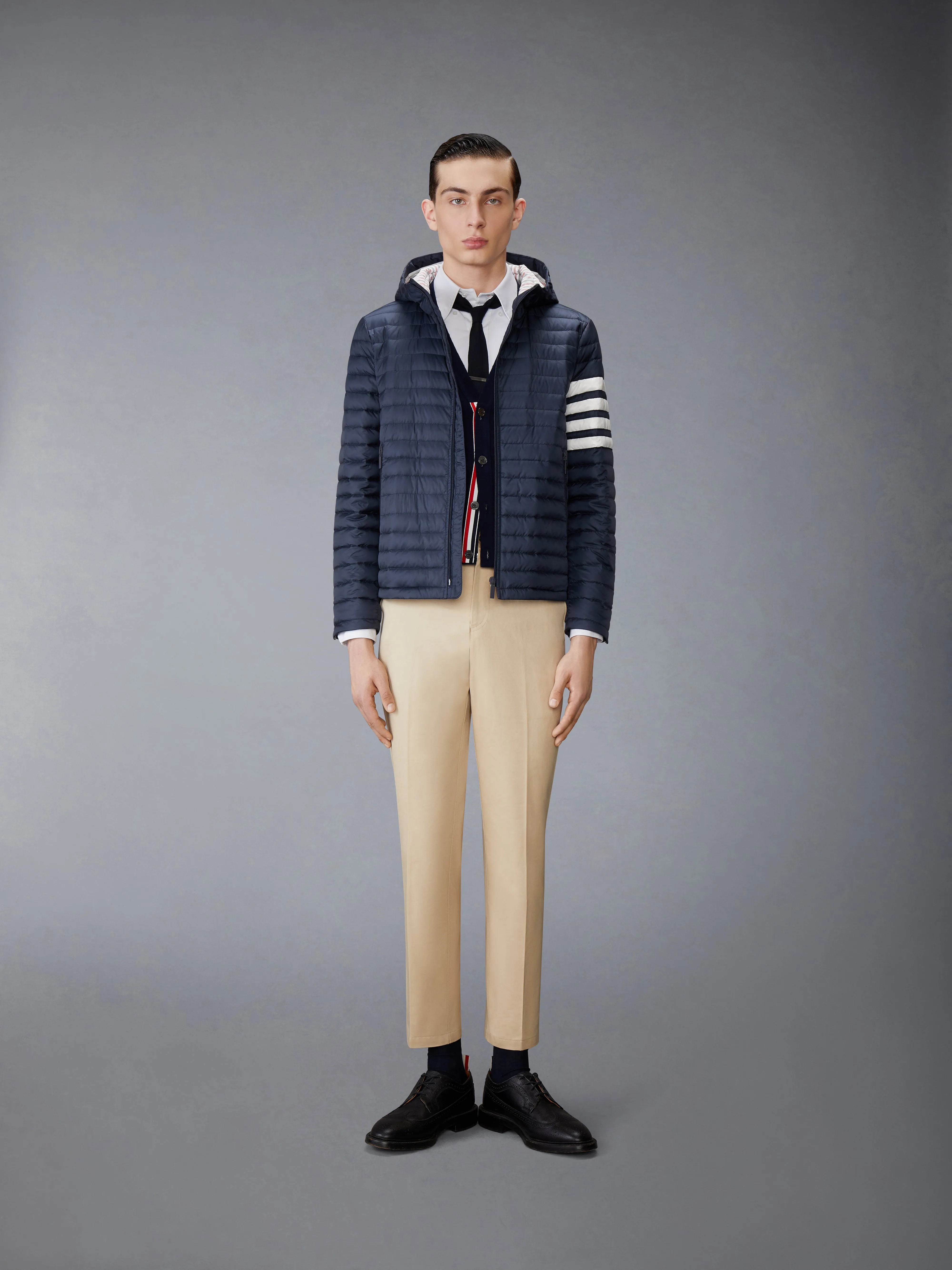 MATTE NYLON 4-BAR DOWN FILLED QUILTED JACKET sold by Thom Browne product image thumbnail 3