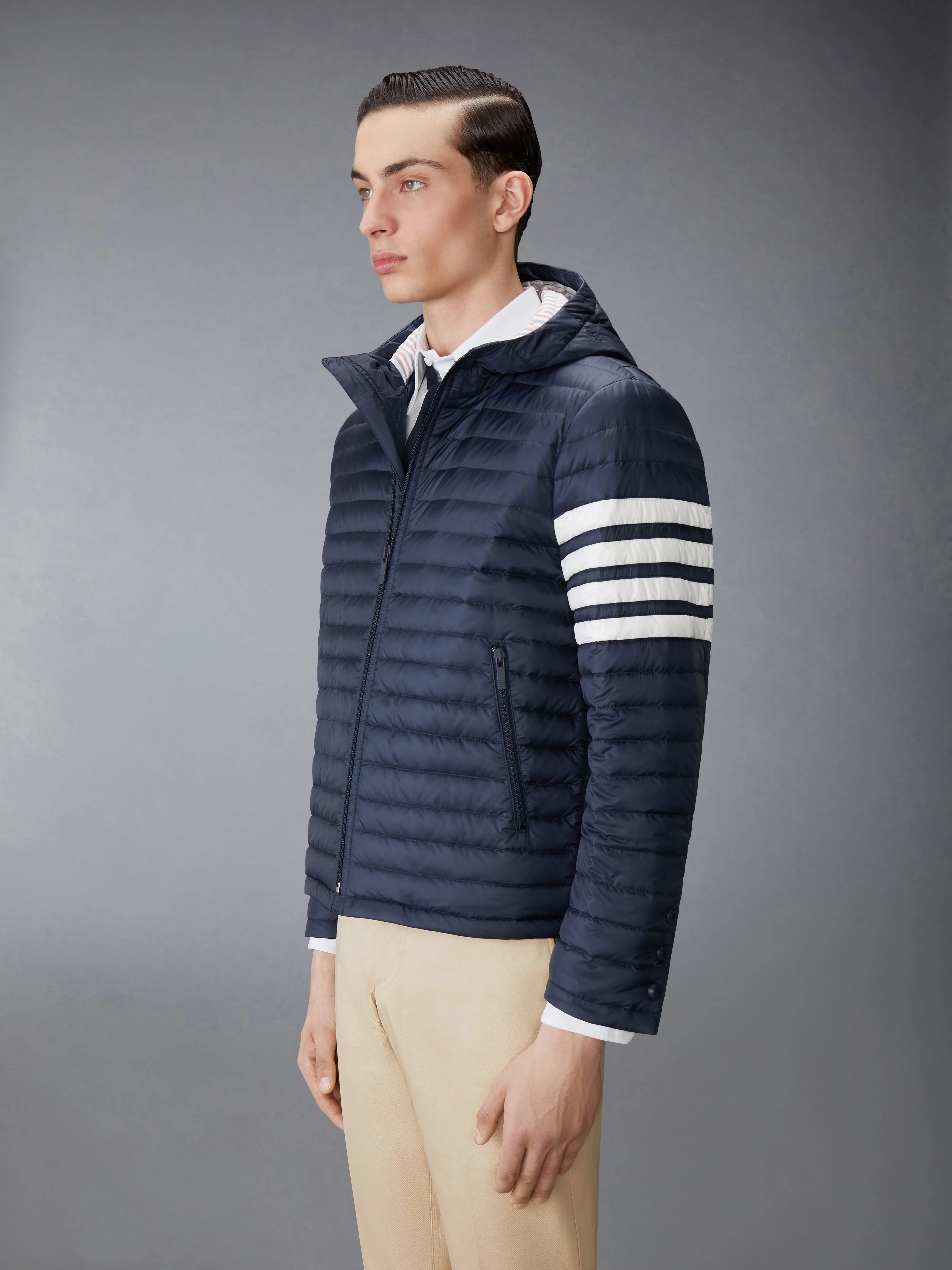 MATTE NYLON 4-BAR DOWN FILLED QUILTED JACKET sold by Thom Browne product image thumbnail 4