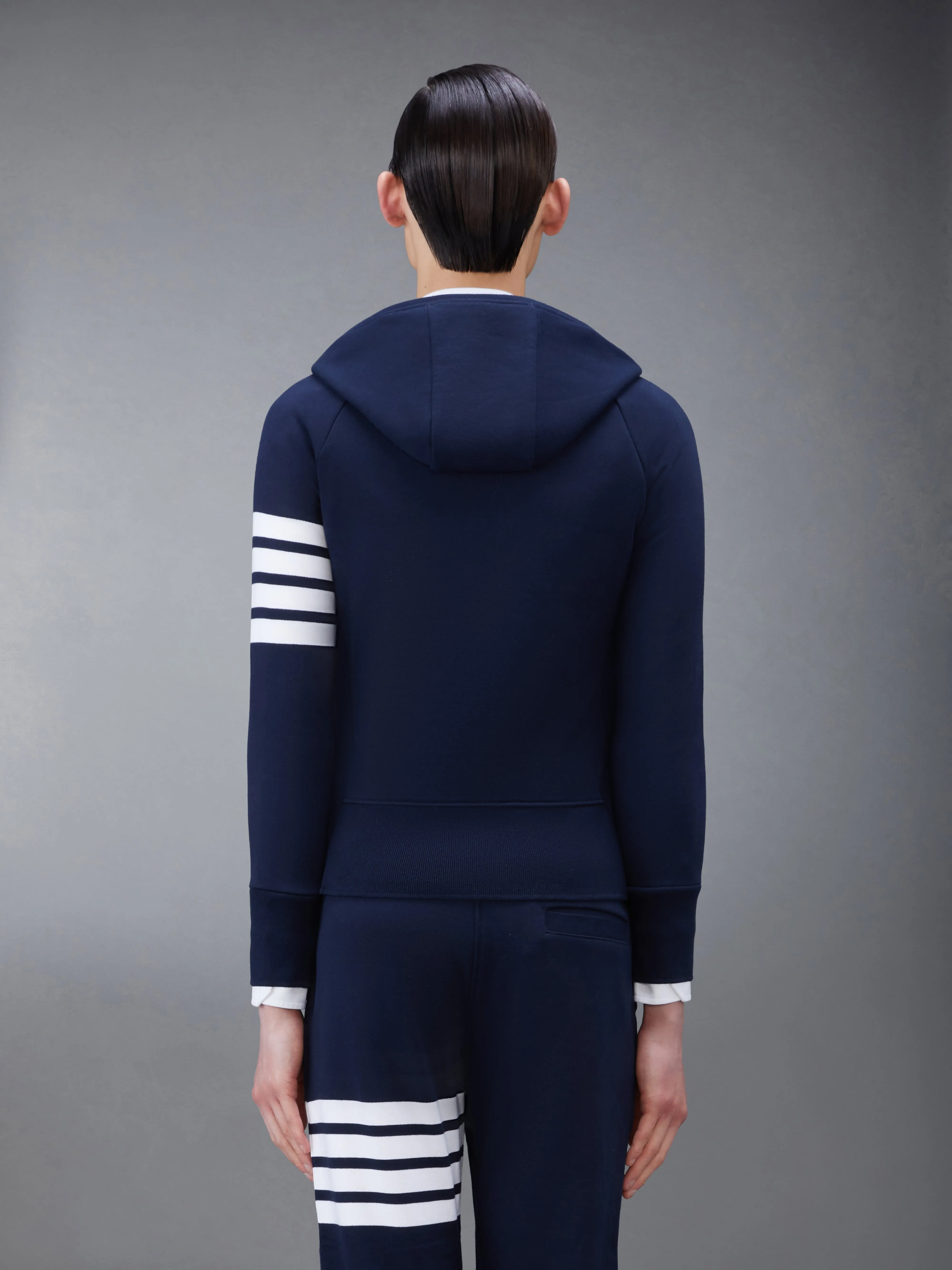 CLASSIC LOOPBACK 4-BAR ZIP UP HOODIE sold by Thom Browne product image thumbnail 2
