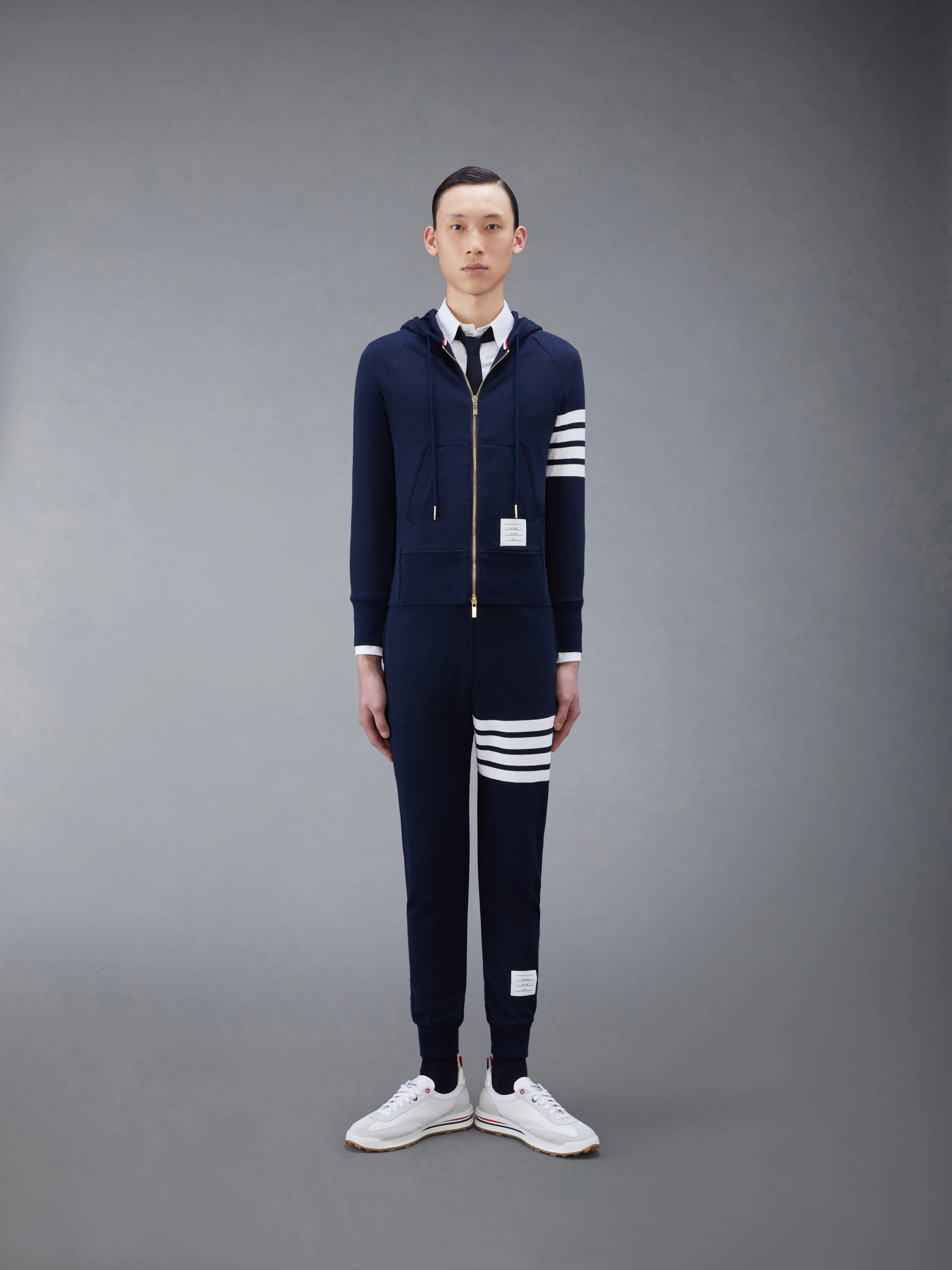 CLASSIC LOOPBACK 4-BAR ZIP UP HOODIE sold by Thom Browne product image thumbnail 3