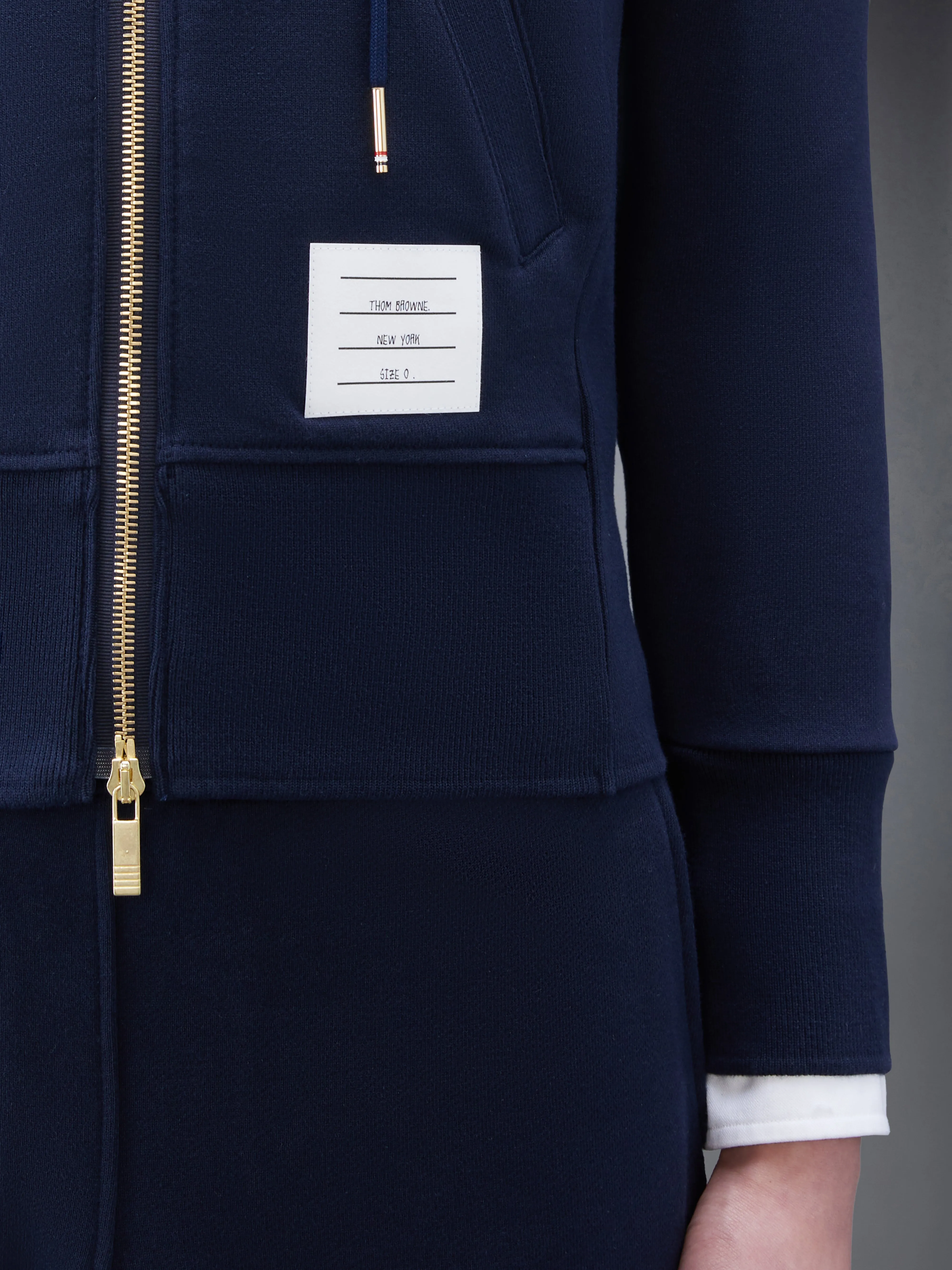 CLASSIC LOOPBACK 4-BAR ZIP UP HOODIE sold by Thom Browne product image thumbnail 4