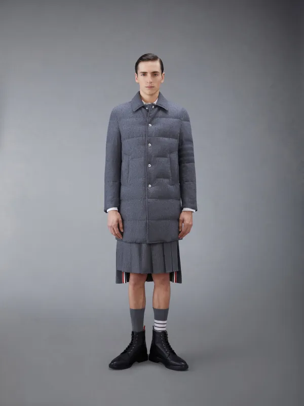 FLANNEL DOWN FILLED 4-BAR OVERCOAT made by Thom Browne