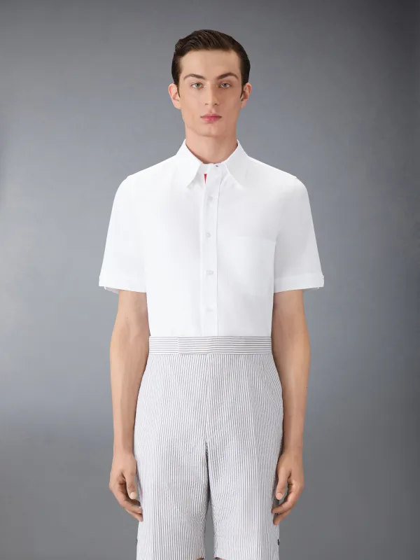 OXFORD GROSGRAIN PLACKET SHORT SLEEVE SHIRT made by Thom Browne
