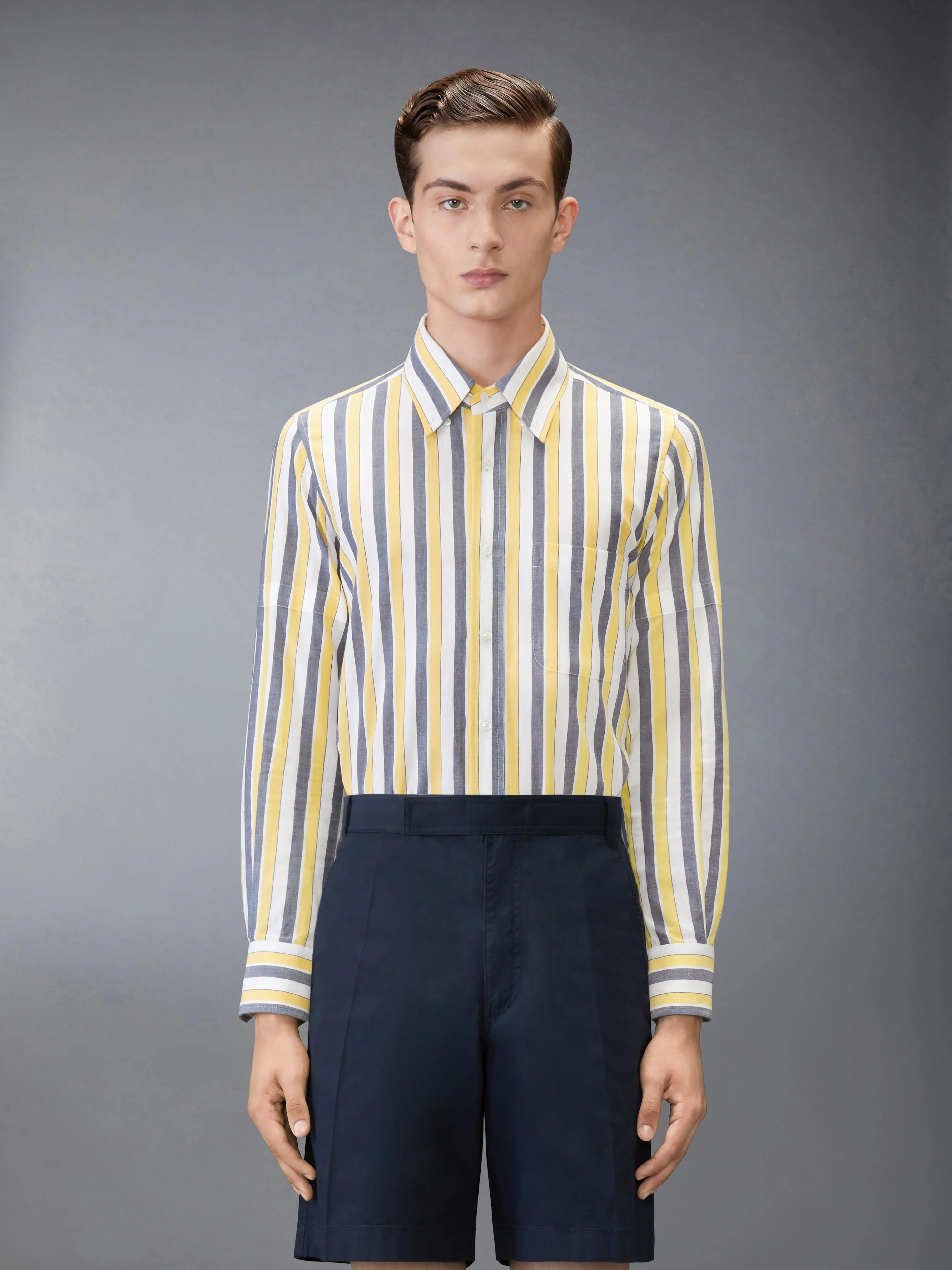 MADRAS COTTON REPP STRIPE ARMBAND SHIRT sold by Thom Browne product image thumbnail 2