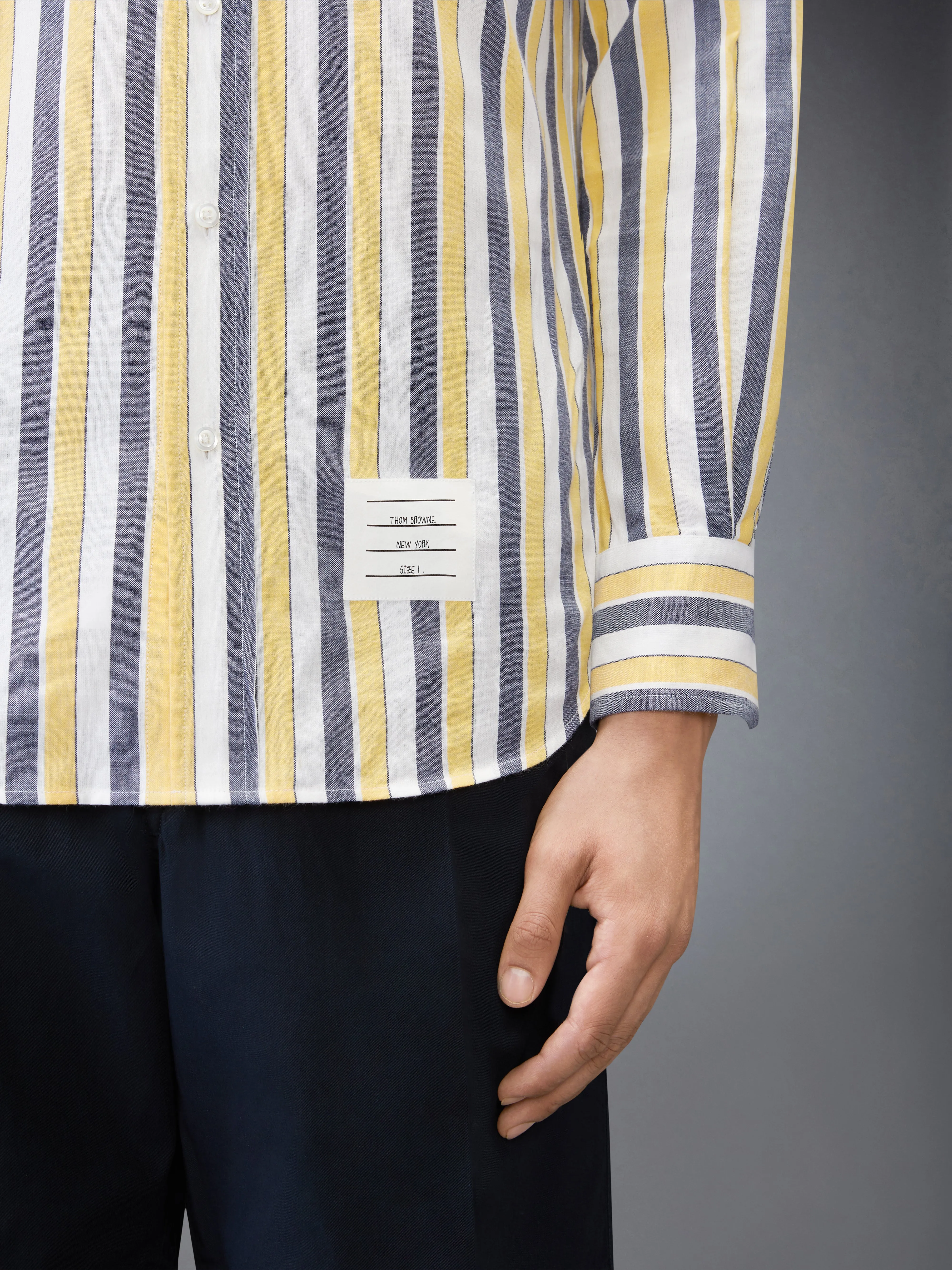MADRAS COTTON REPP STRIPE ARMBAND SHIRT sold by Thom Browne product image thumbnail 5