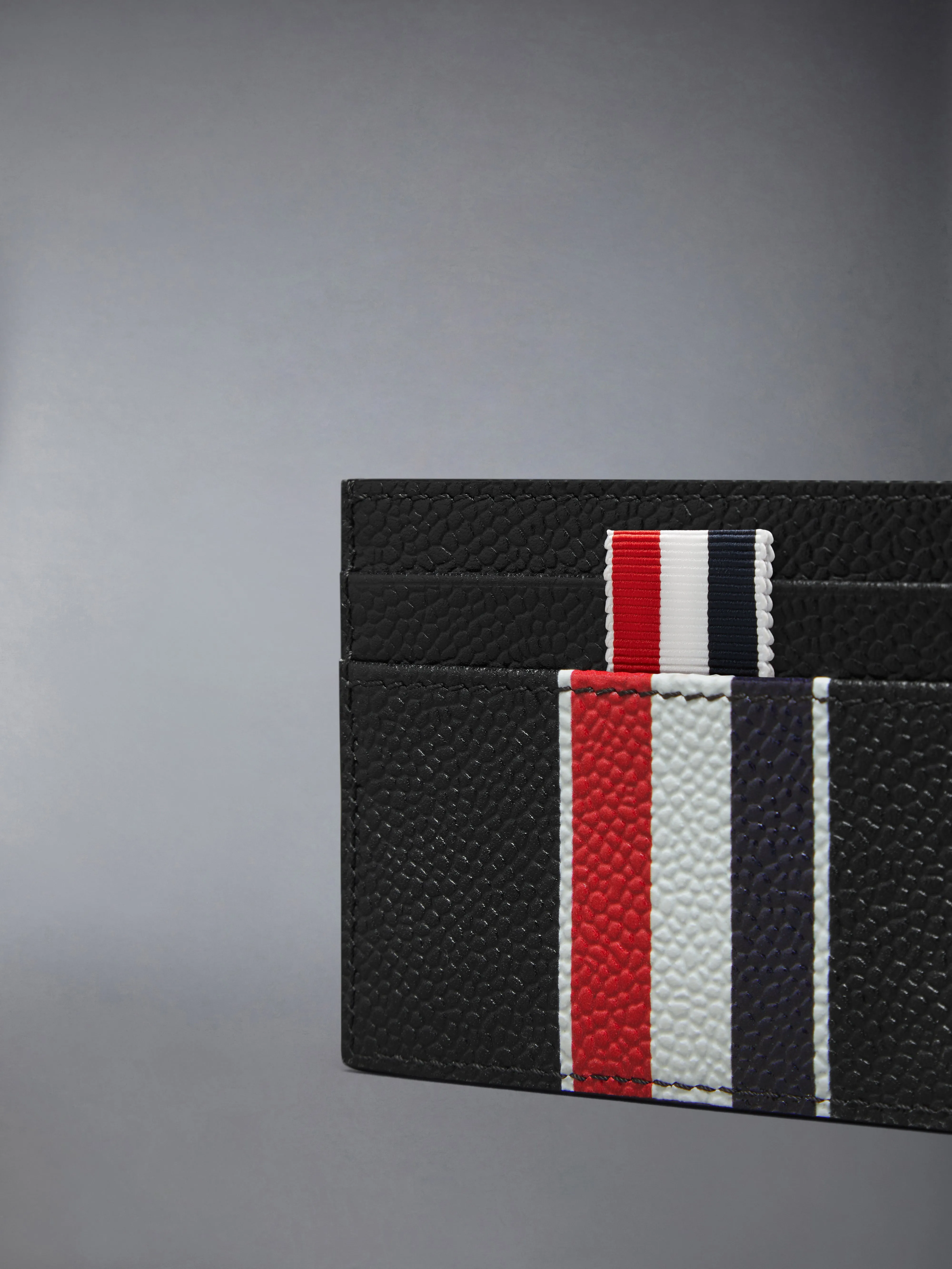 PEBBLE GRAIN RWB STRIPE DOUBLE SIDED CARD HOLDER sold by Thom Browne product image thumbnail 4