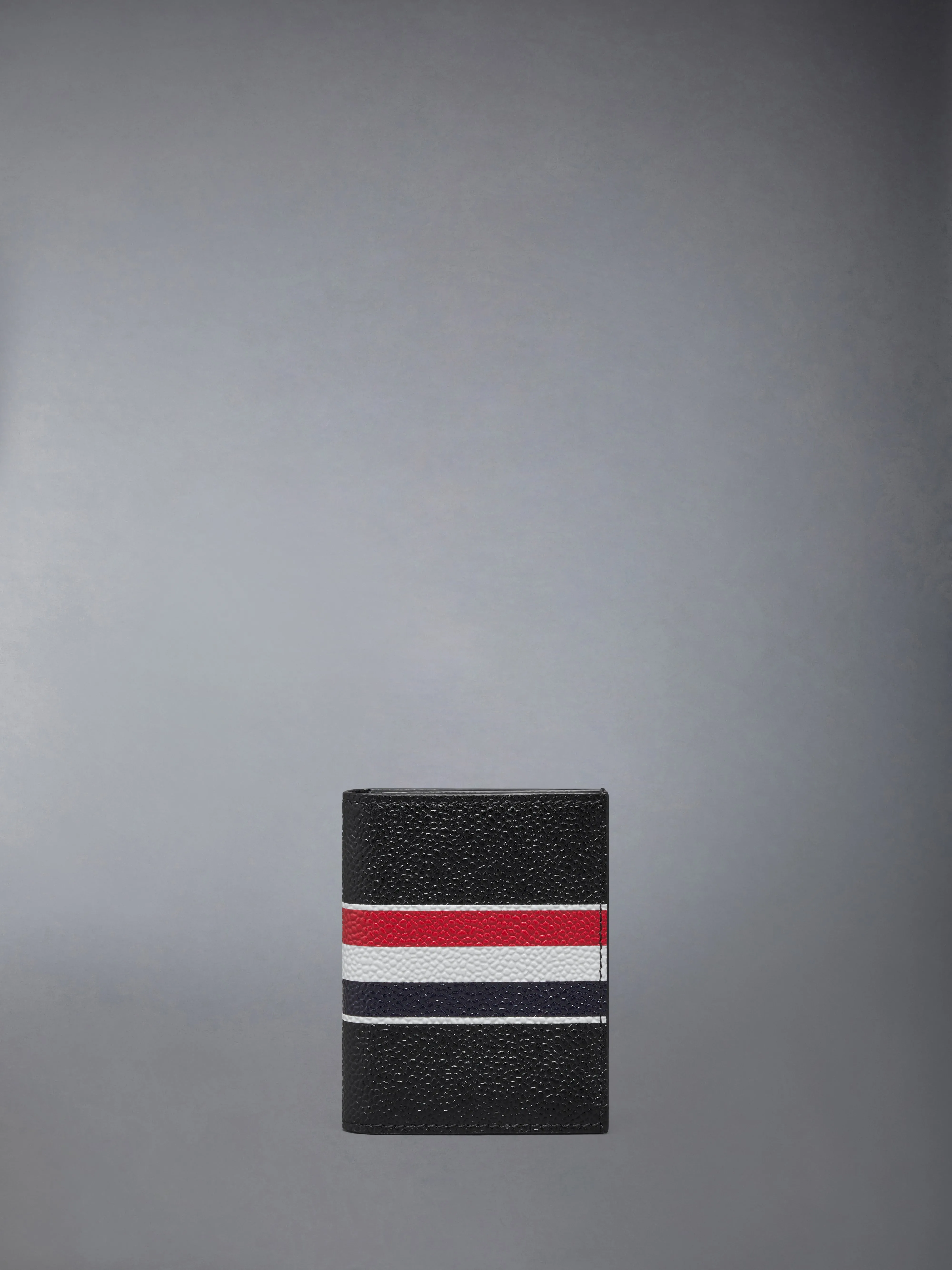PEBBLE GRAIN RWB STRIPE DOUBLE CARD HOLDER sold by Thom Browne