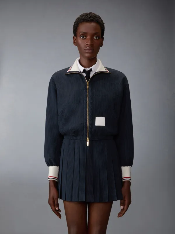 WOOL SEERSUCKER ZIP UP TRACK JACKET made by Thom Browne
