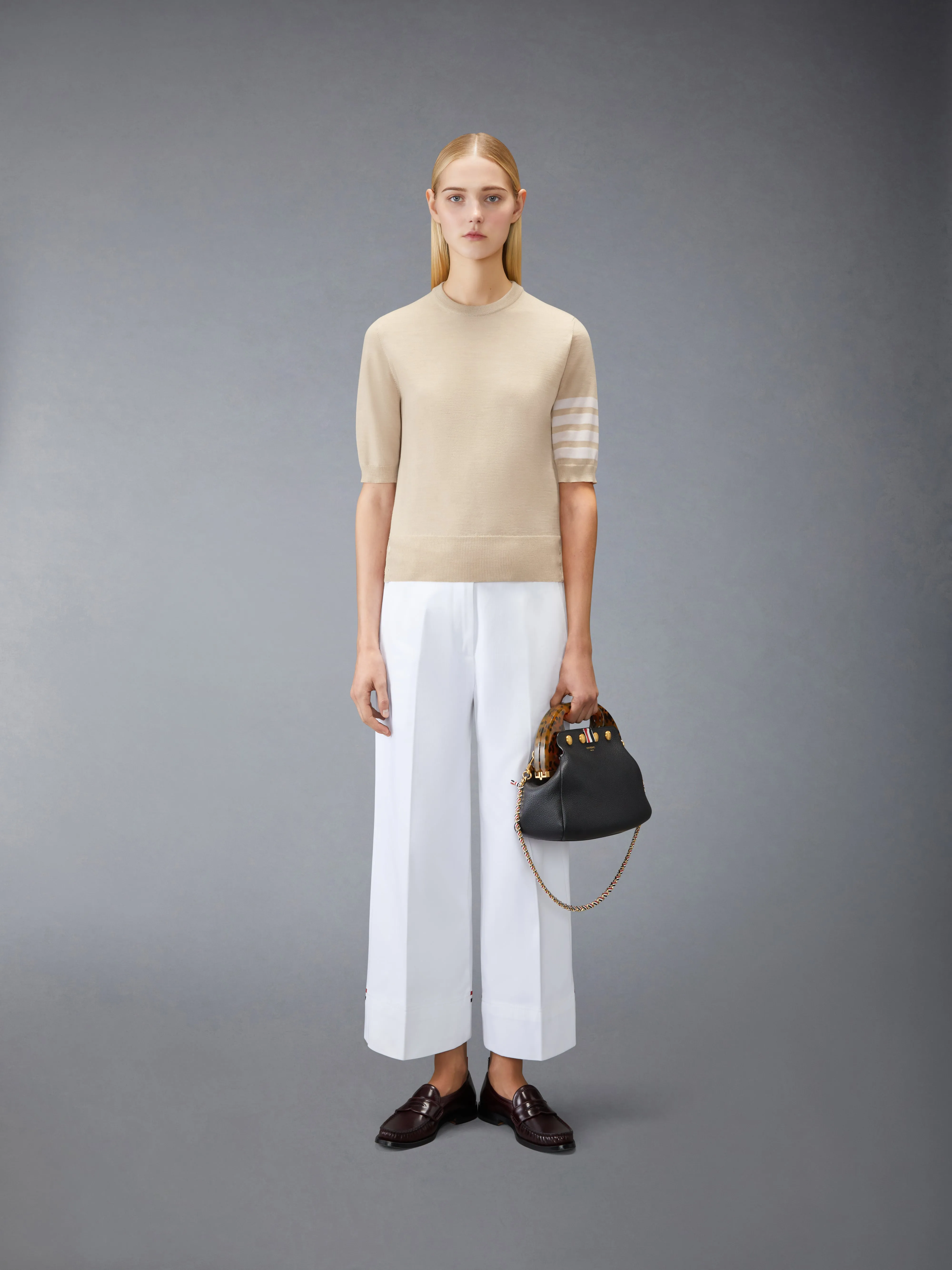 FINE MERINO WOOL 4-BAR TEE sold by Thom Browne product image thumbnail 3