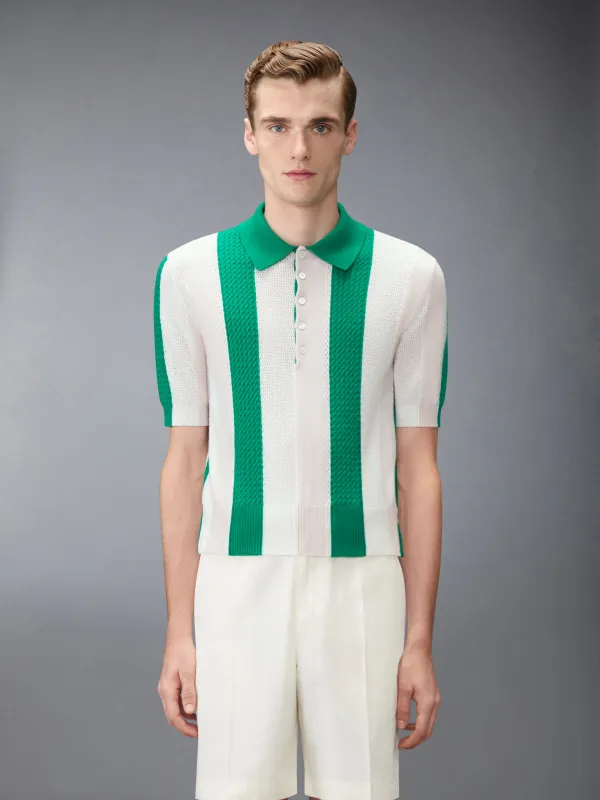 CASHMERE INTARSIA SHADOW STRIPE POLO made by Thom Browne