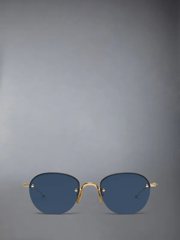 TITANIUM SEMI RIMLESS OVAL SUNGLASSES made by Thom Browne