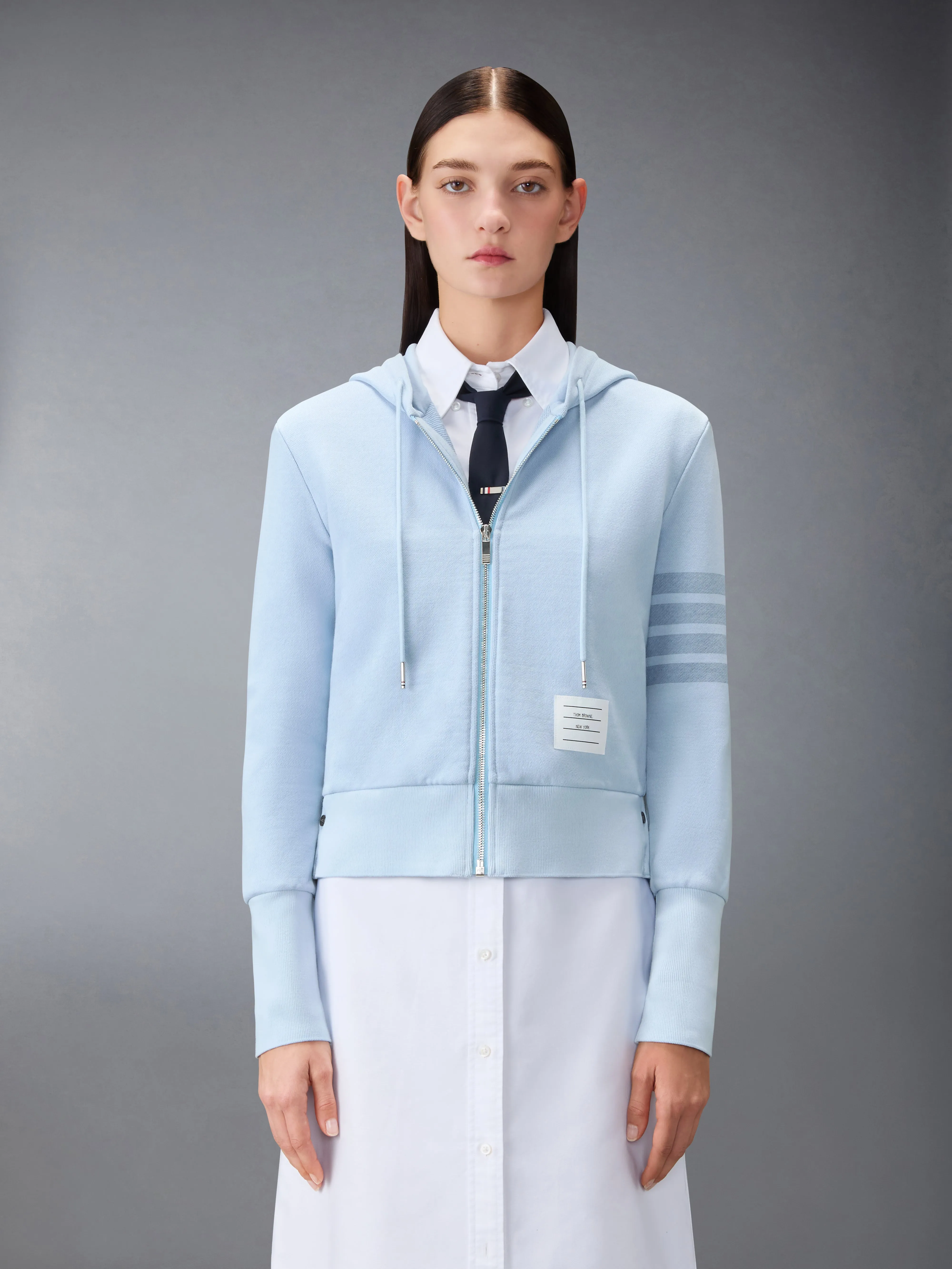 LOOPBACK 4-BAR SHRUNKEN HOODIE sold by Thom Browne