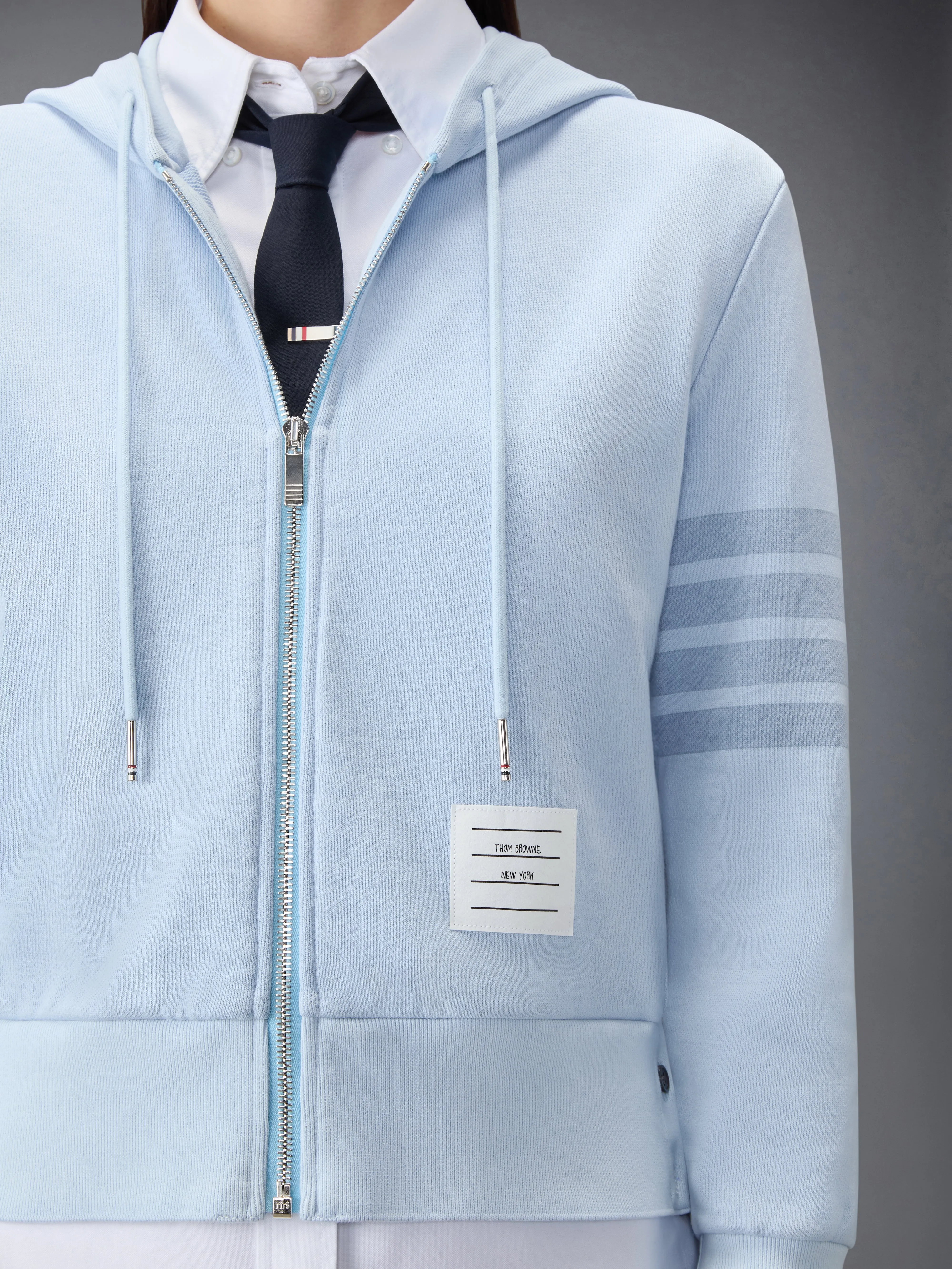 LOOPBACK 4-BAR SHRUNKEN HOODIE sold by Thom Browne product image thumbnail 5