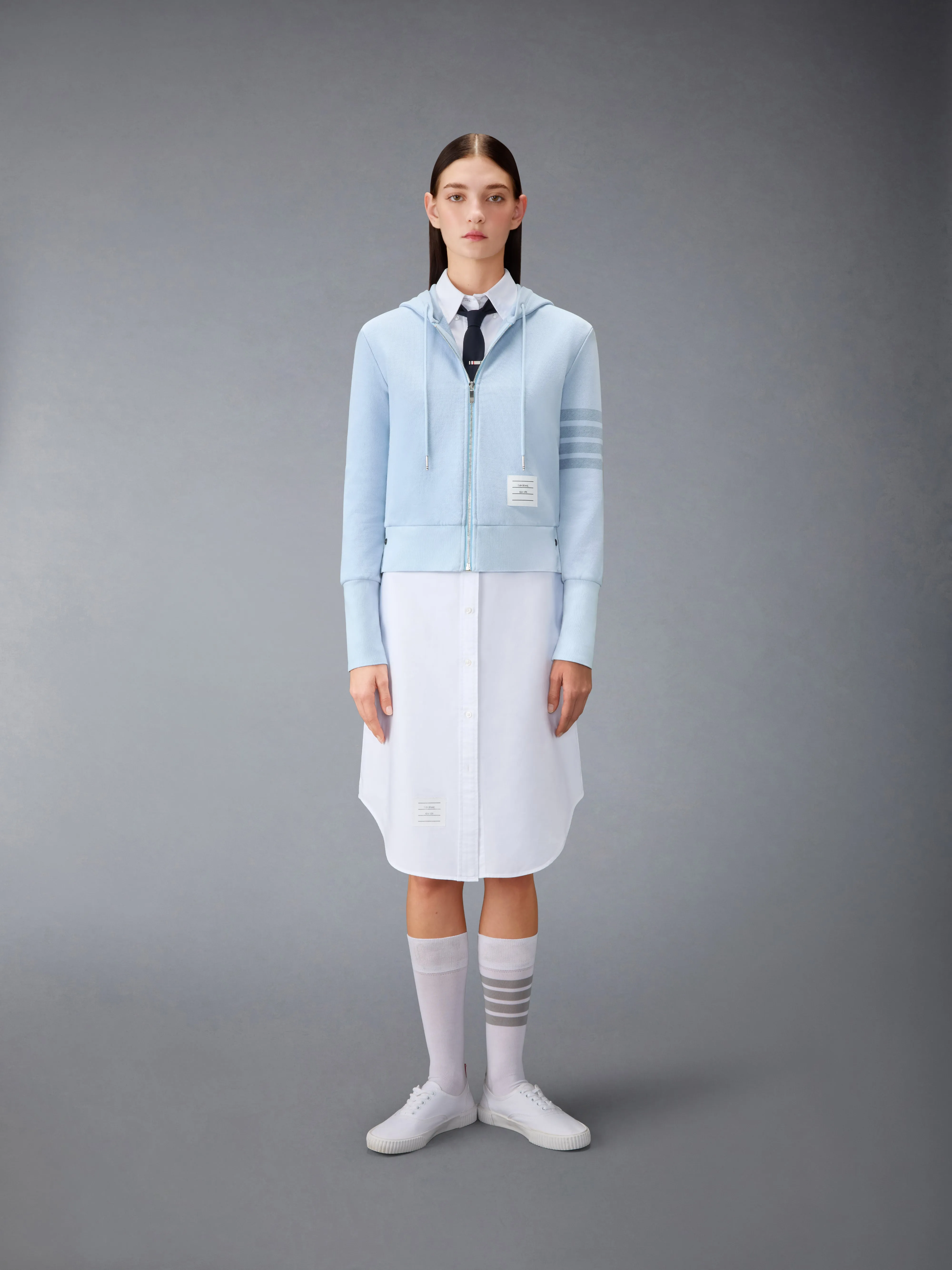 LOOPBACK 4-BAR SHRUNKEN HOODIE sold by Thom Browne product image thumbnail 3