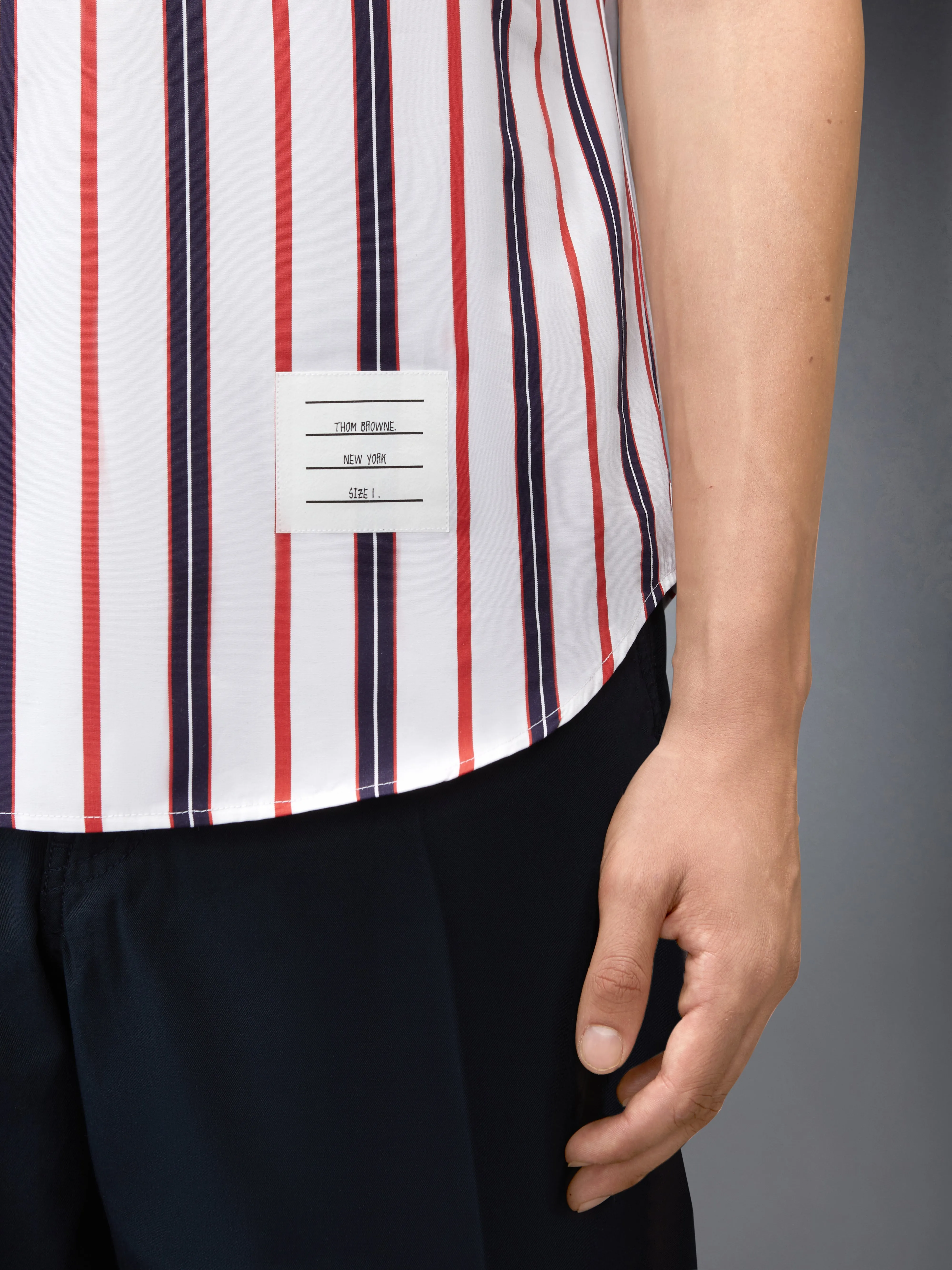 REPP STRIPE POPLIN SHORT SLEEVE SHIRT sold by Thom Browne product image thumbnail 4