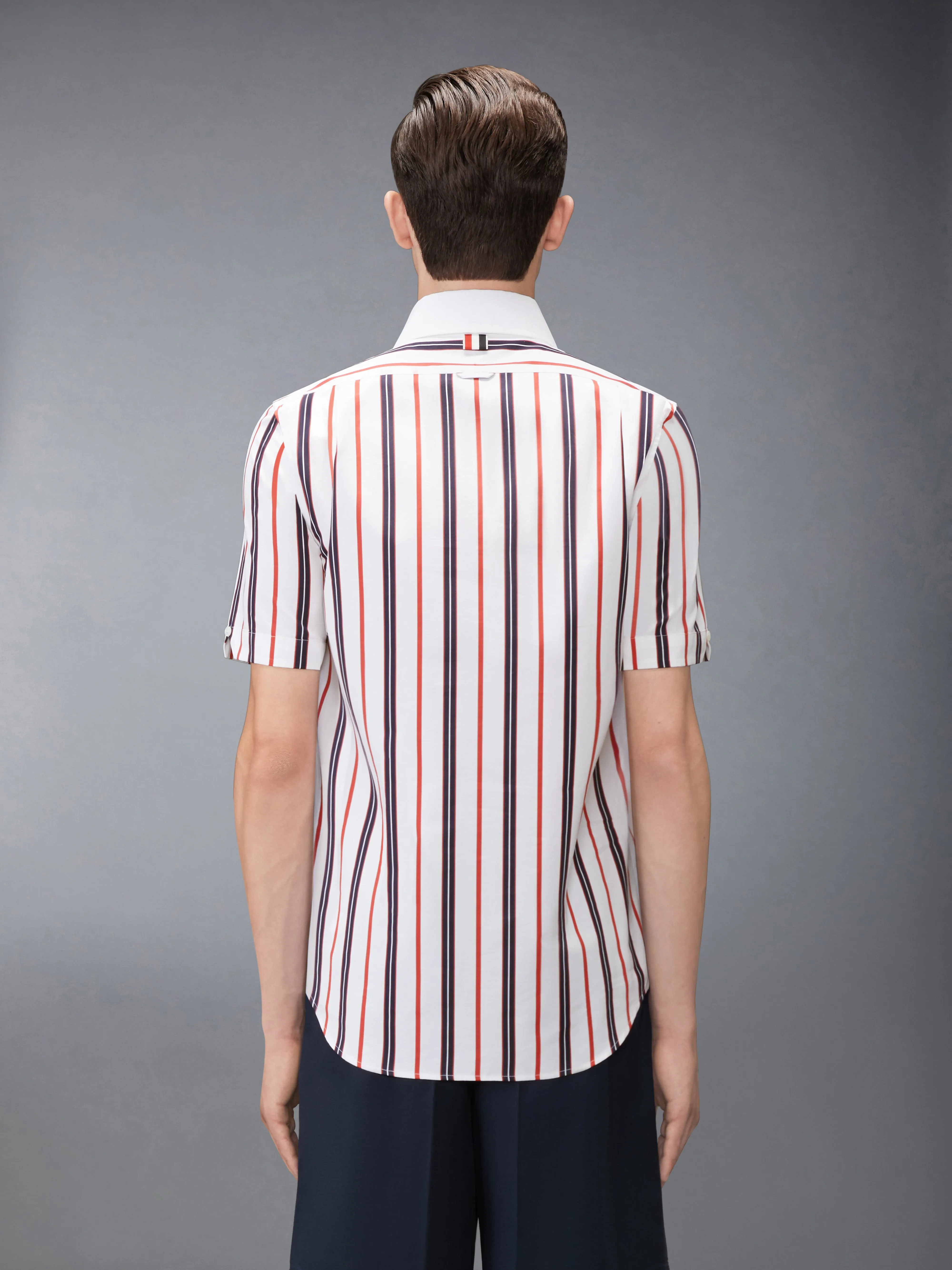 REPP STRIPE POPLIN SHORT SLEEVE SHIRT sold by Thom Browne product image thumbnail 2
