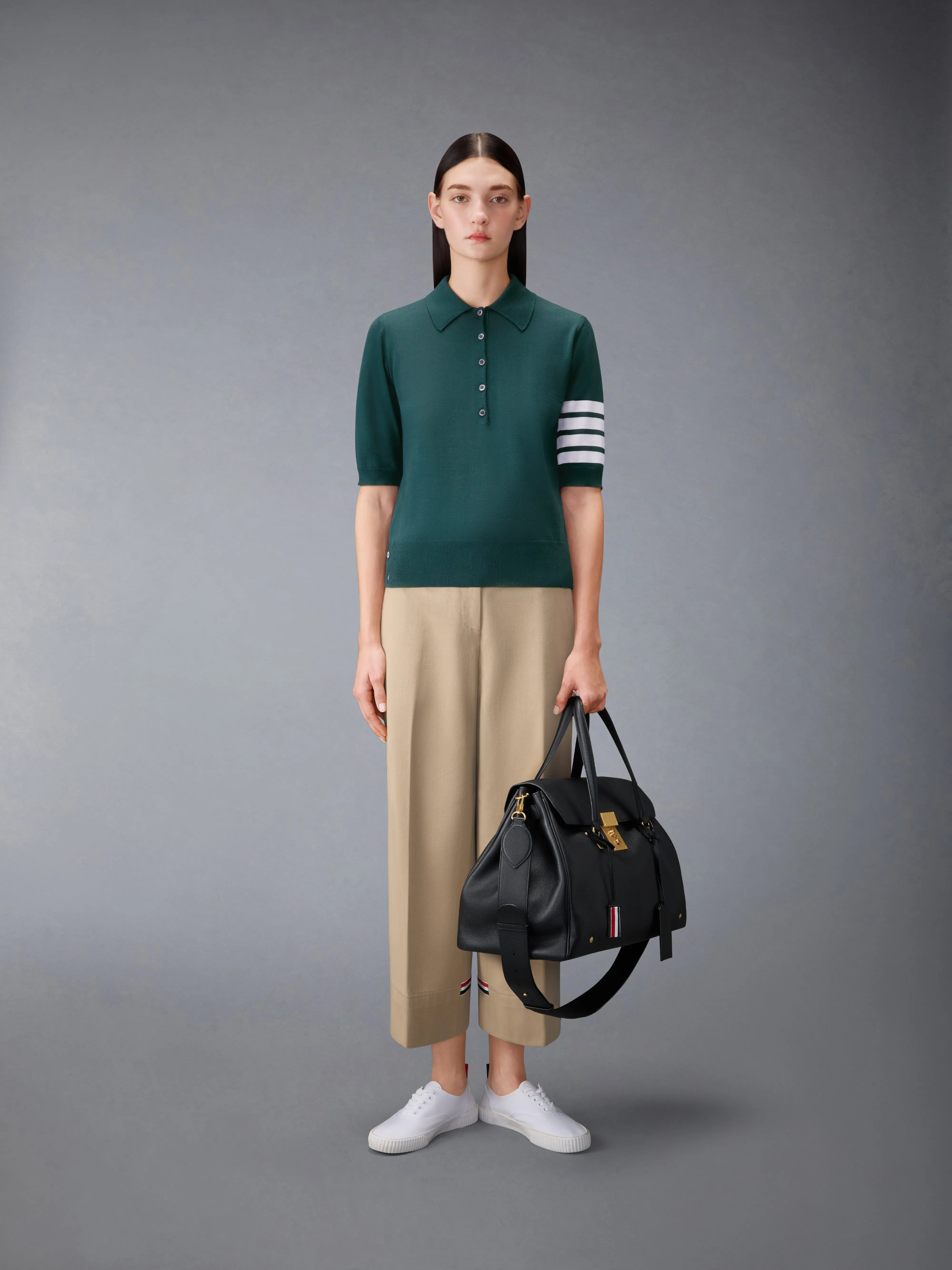 WOOL 4-BAR RELAXED POLO sold by Thom Browne product image thumbnail 3
