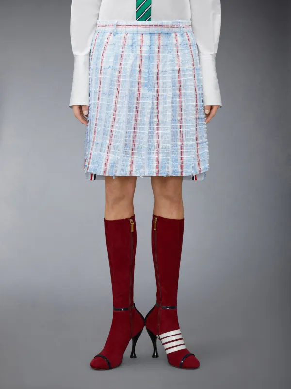 STRIPED SHEER TWEED LOW RISE PLEATED SKIRT made by Thom Browne