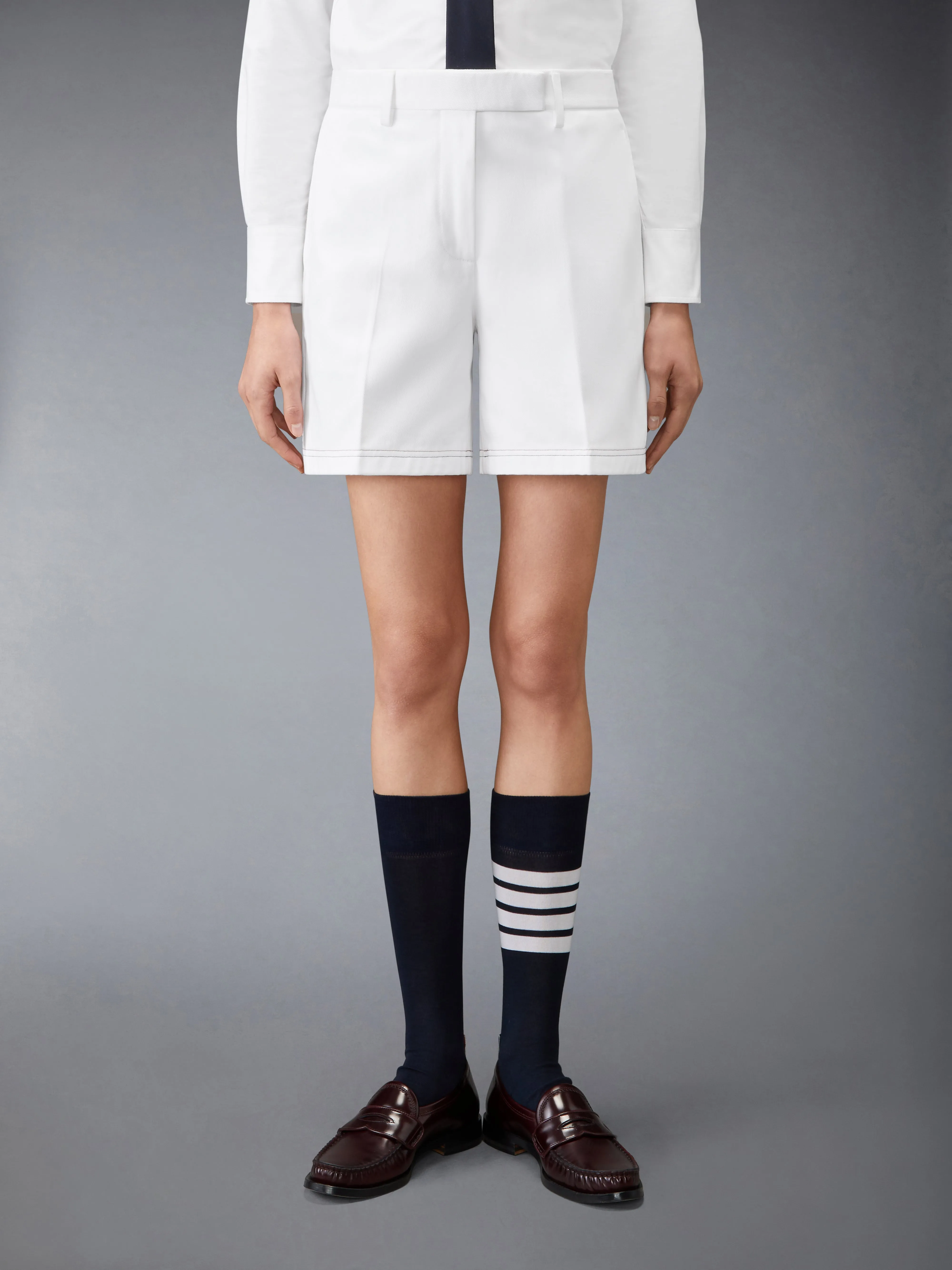 COTTON GABARDINE CHINO SHORTS sold by Thom Browne