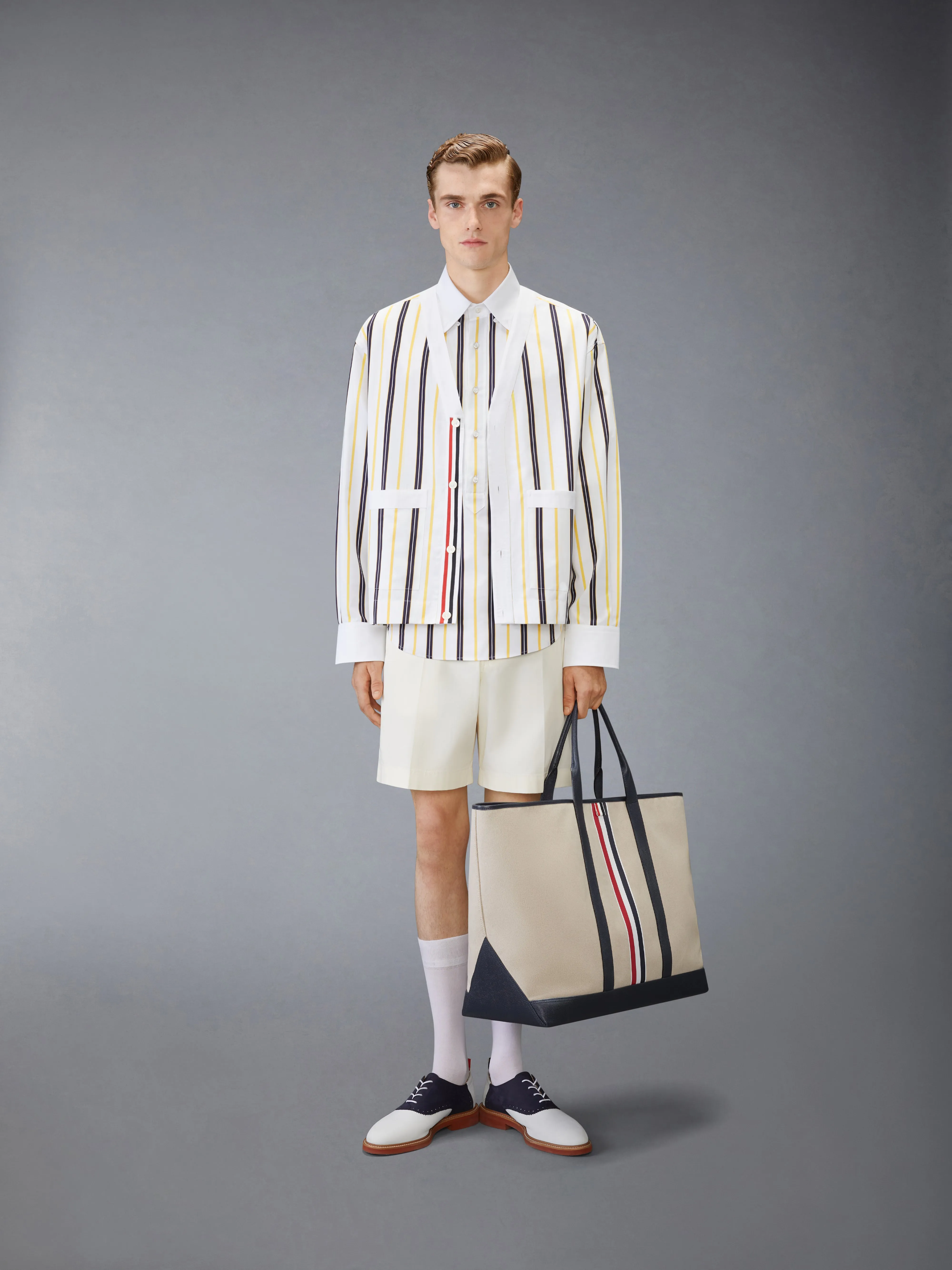 REPP STRIPE POPLIN SHIRT sold by Thom Browne product image thumbnail 3