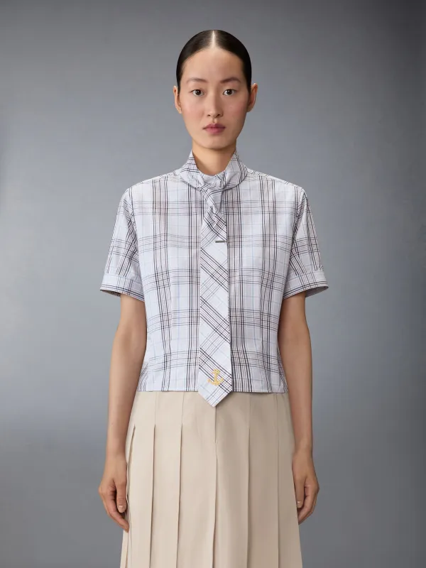 PLAID CHECK POPLIN TIE COLLAR BLOUSE made by Thom Browne