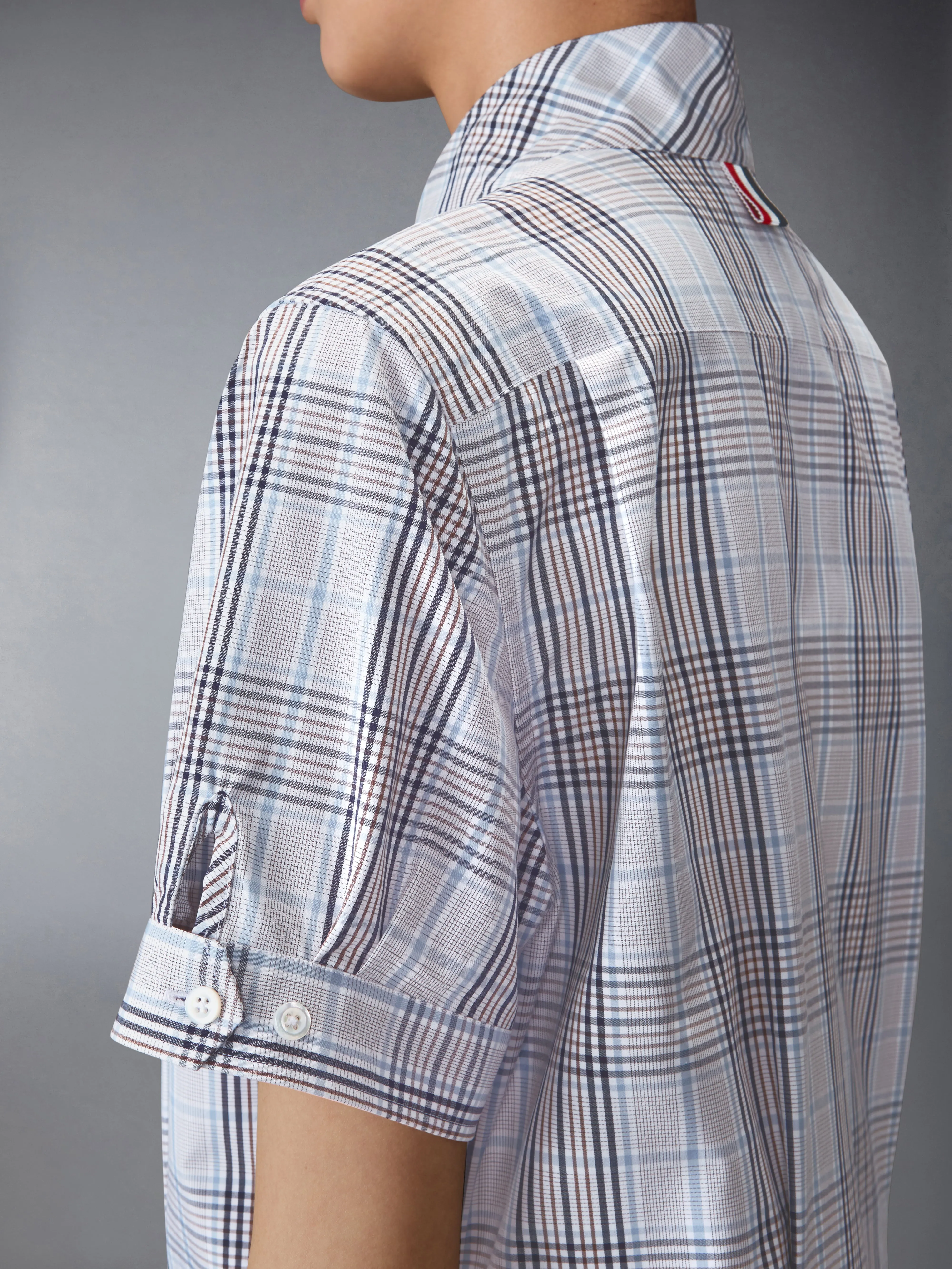 PLAID CHECK POPLIN TIE COLLAR BLOUSE sold by Thom Browne product image thumbnail 4