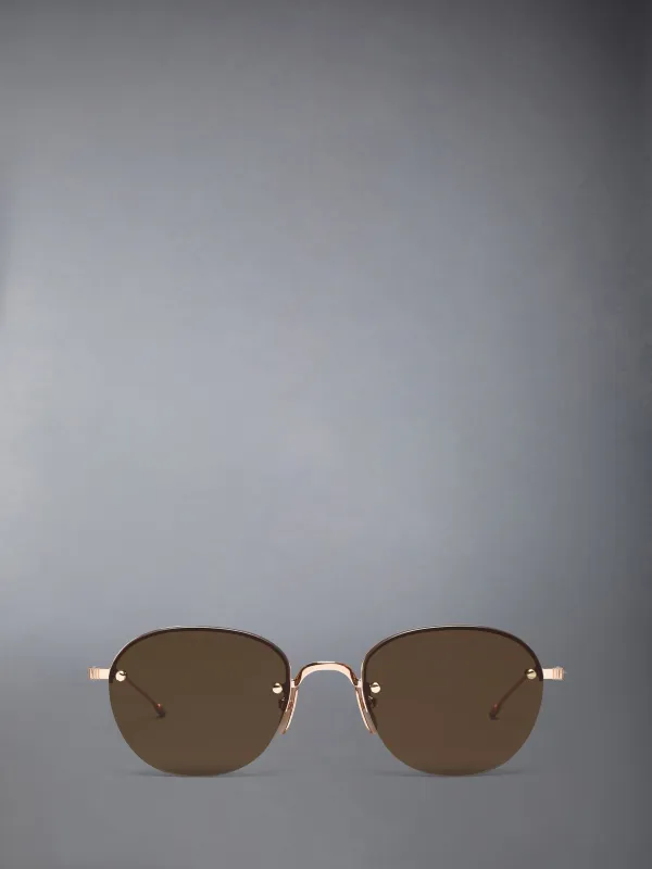 TITANIUM SEMI RIMLESS OVAL SUNGLASSES made by Thom Browne
