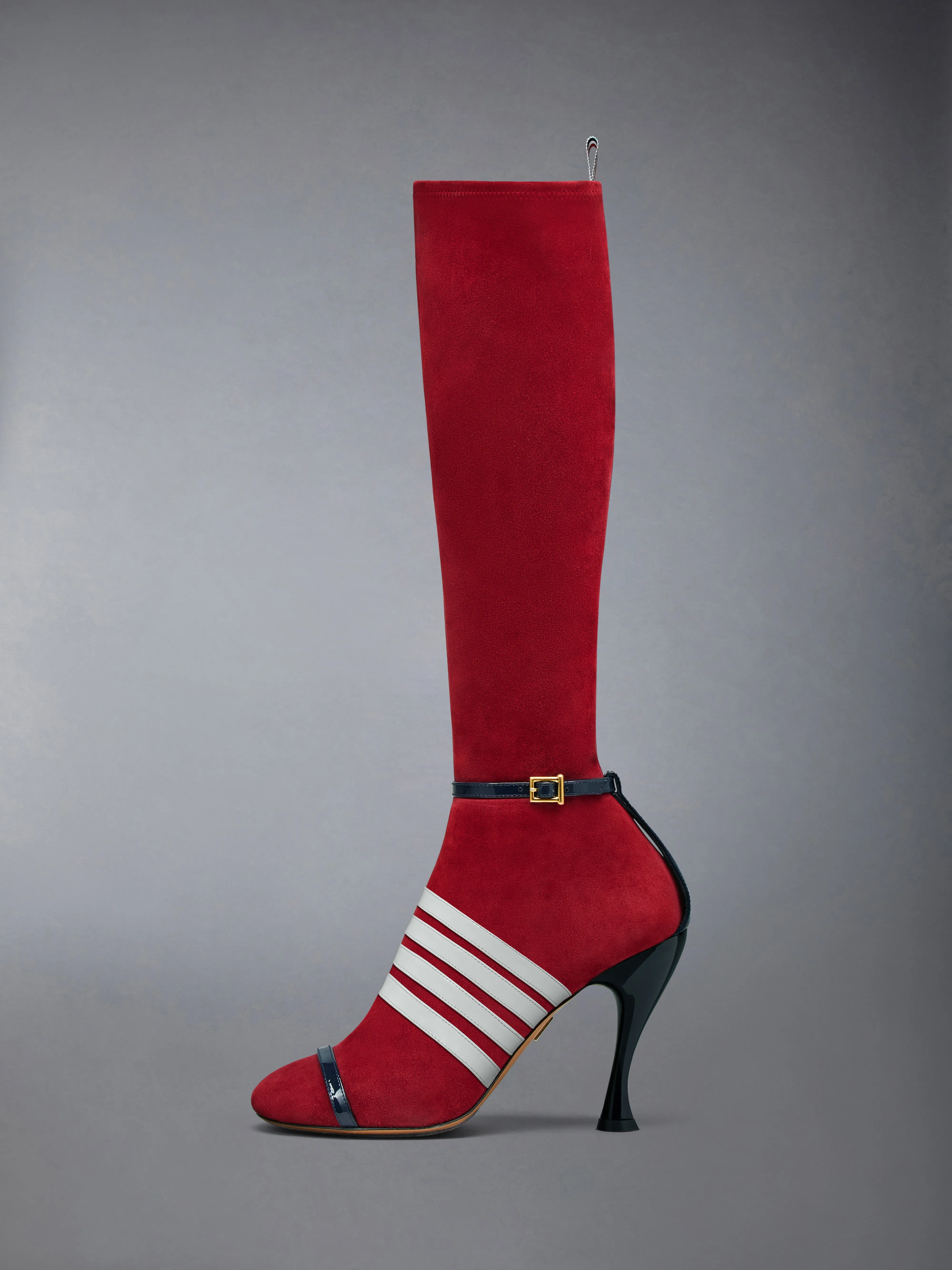 SOFT SUEDE TROMPE L'OEIL 4-BAR SANDAL BOOT 105MM sold by Thom Browne
