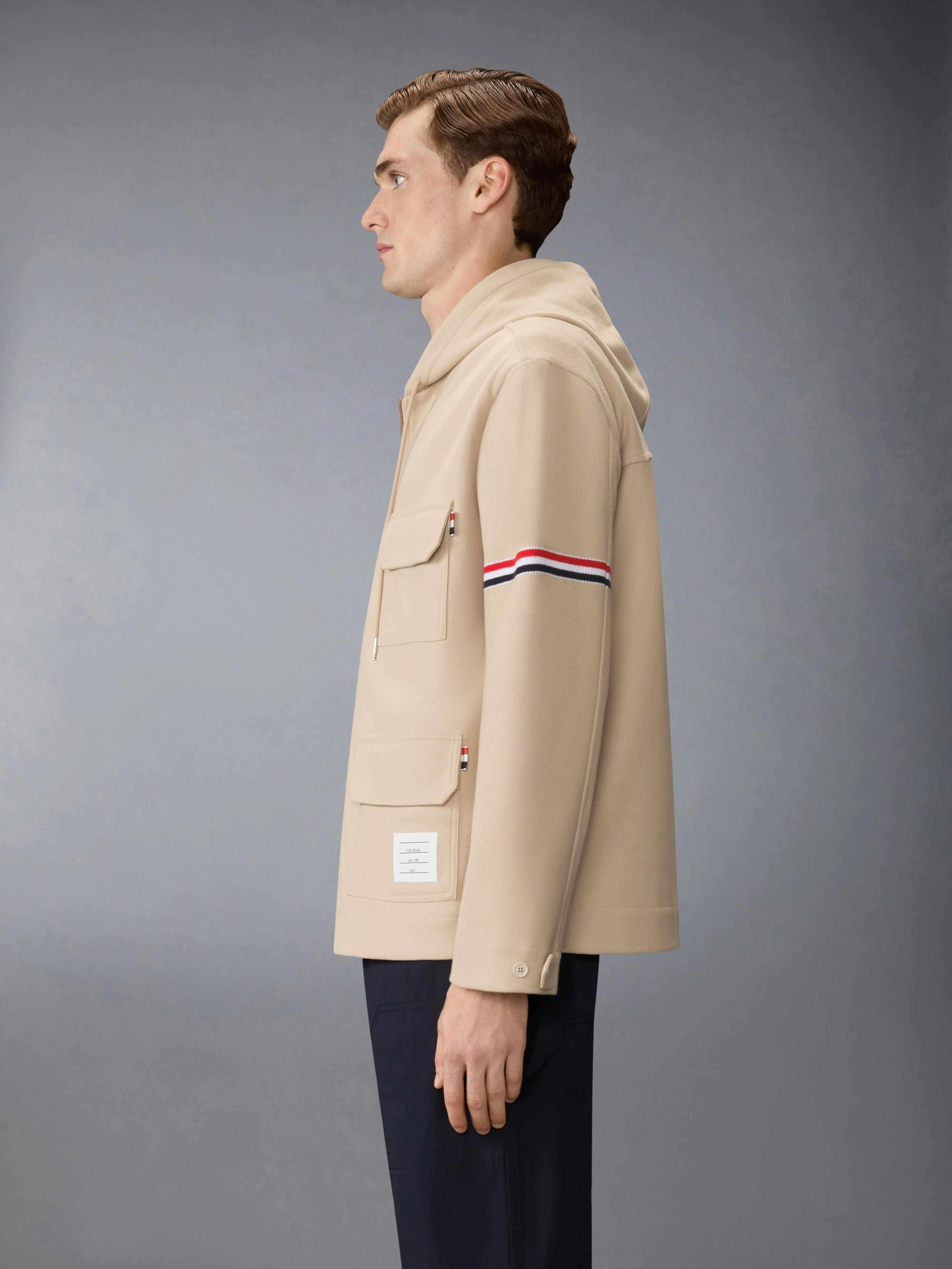 DOUBLE FACE TECH TWILL OVERSIZED PARKA WITH ARMBANDS sold by Thom Browne product image thumbnail 2