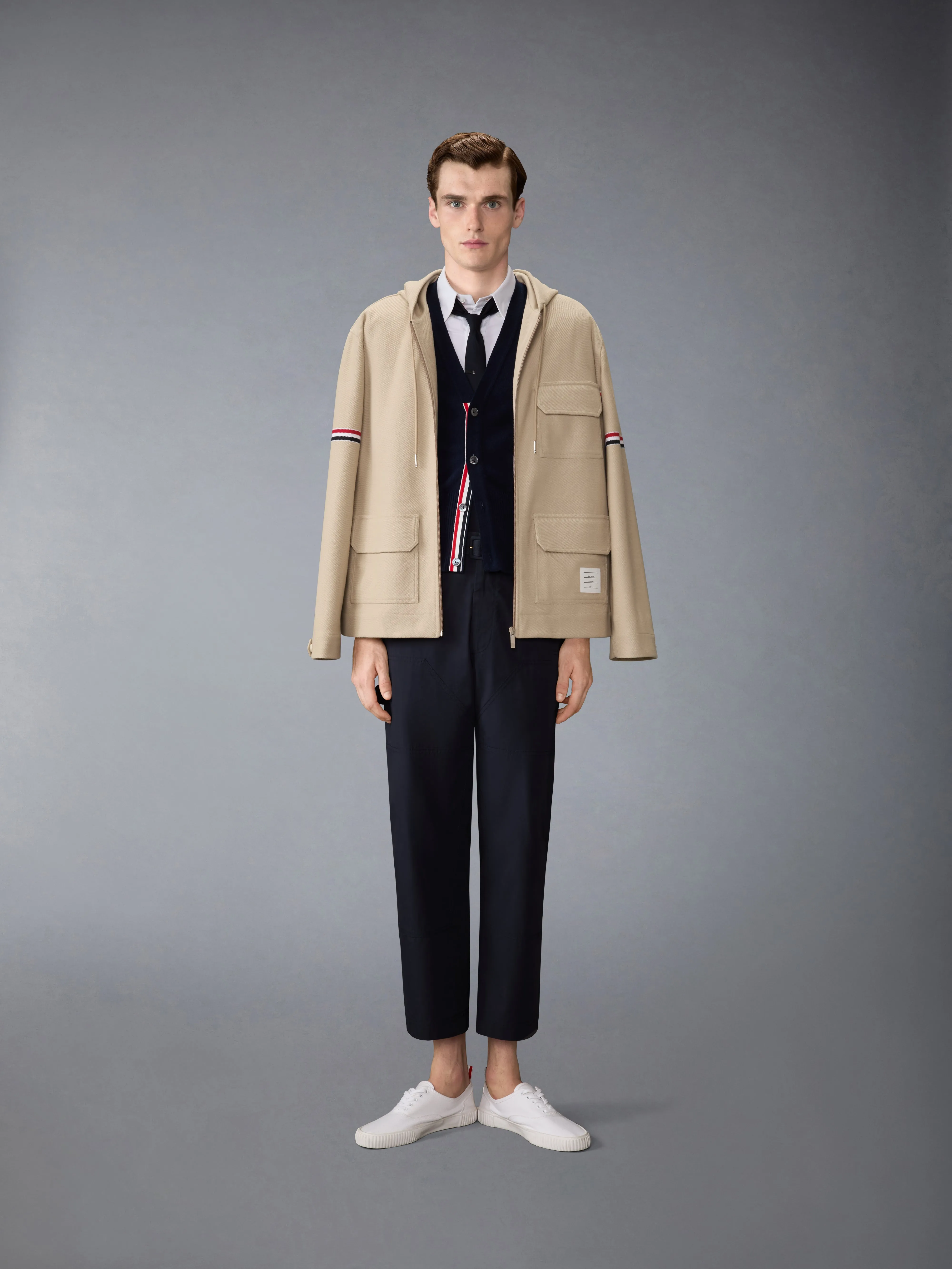 DOUBLE FACE TECH TWILL OVERSIZED PARKA WITH ARMBANDS sold by Thom Browne product image thumbnail 4