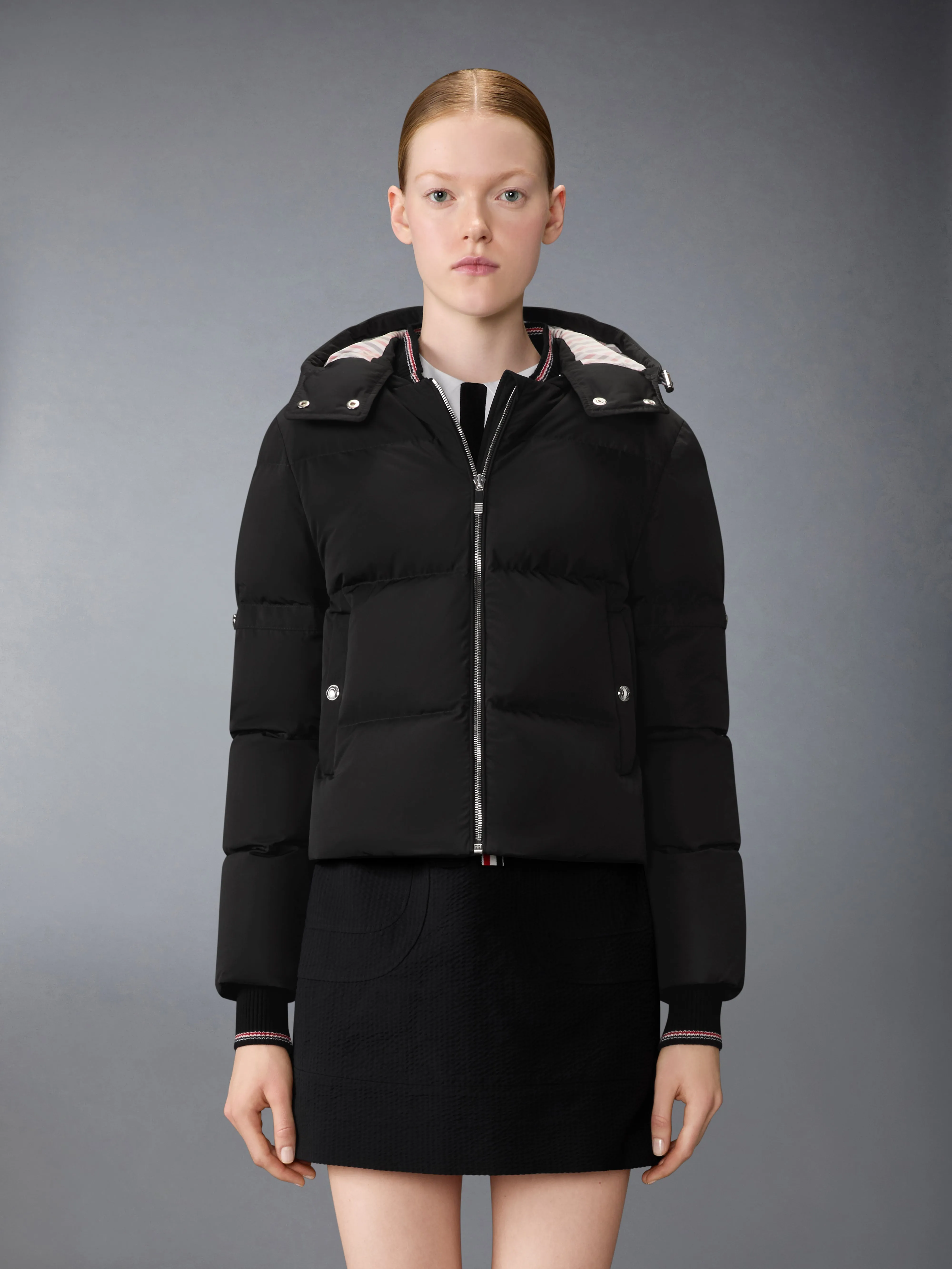 POLY TECH DOWN FILLED CROPPED PARKA WITH ARMBANDS sold by Thom Browne