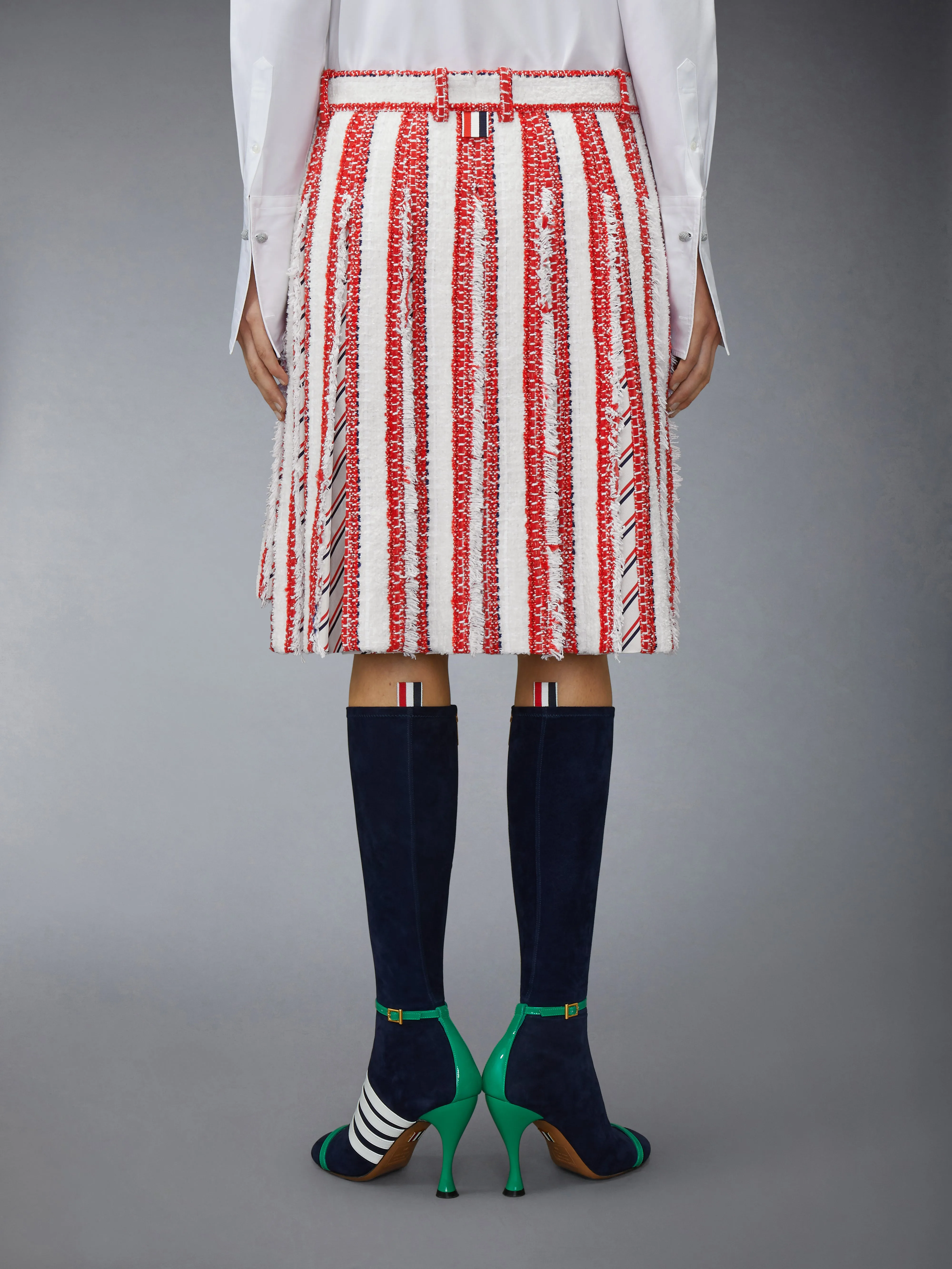 RIBBON TWEED LOW RISE PLEATED SKIRT sold by Thom Browne product image thumbnail 3