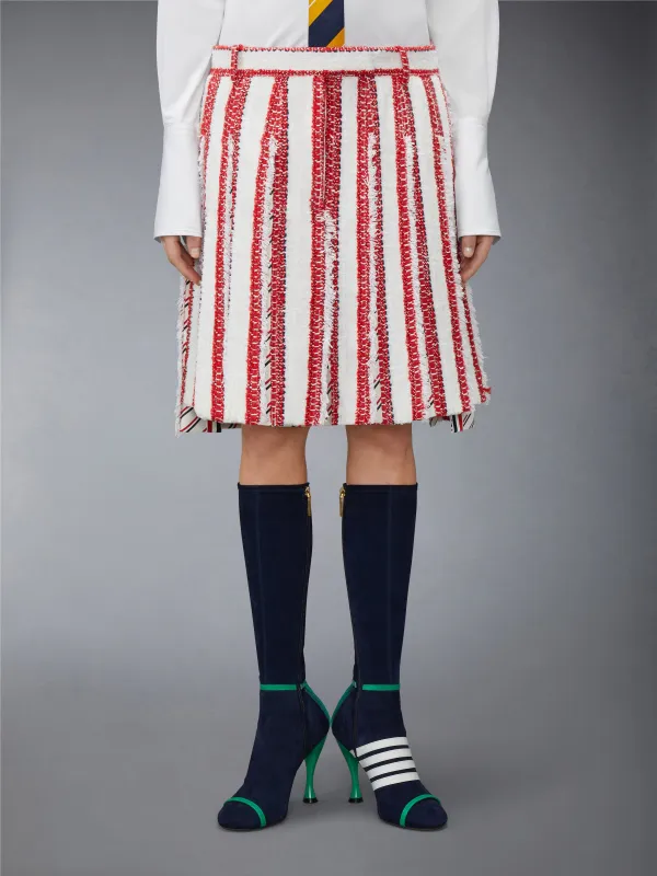RIBBON TWEED LOW RISE PLEATED SKIRT made by Thom Browne