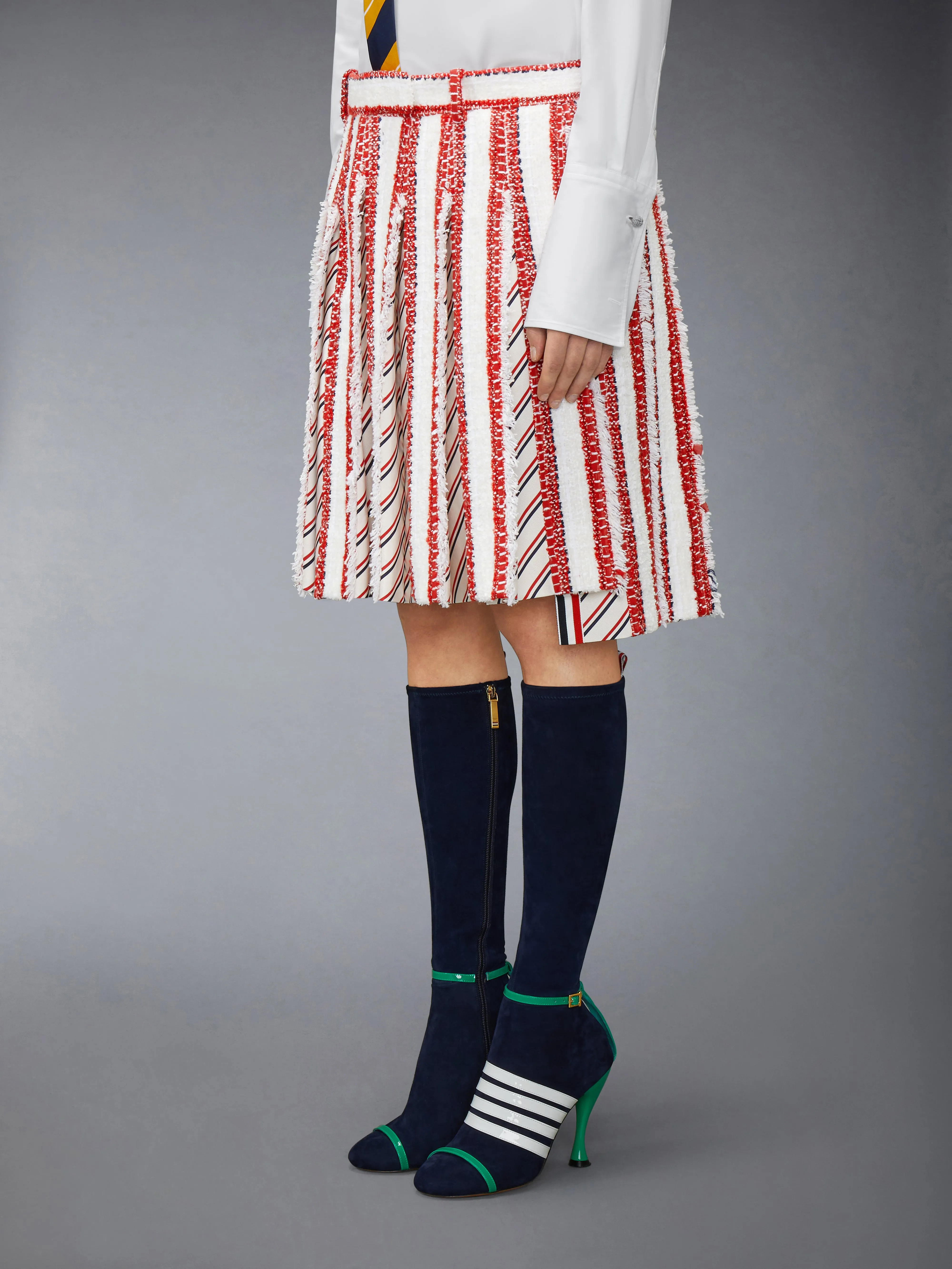 RIBBON TWEED LOW RISE PLEATED SKIRT sold by Thom Browne product image thumbnail 2